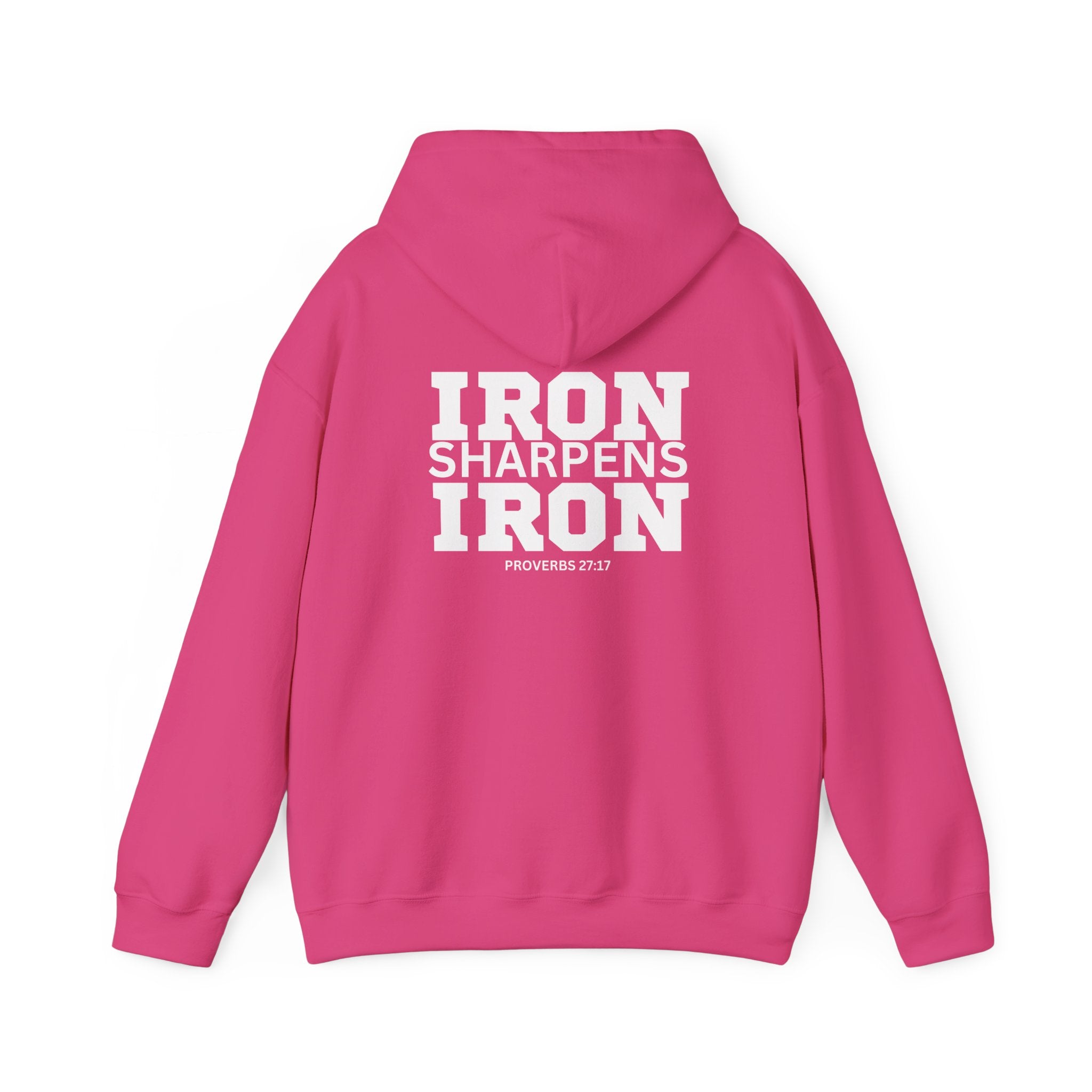 Iron Sharpens Iron – Unisex Heavy Blend™ Hooded Sweatshirt (White Logo) 🤍🔥