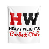 Indoor Wall Tapestries - Heavy Weights Barbell Club - White Logo