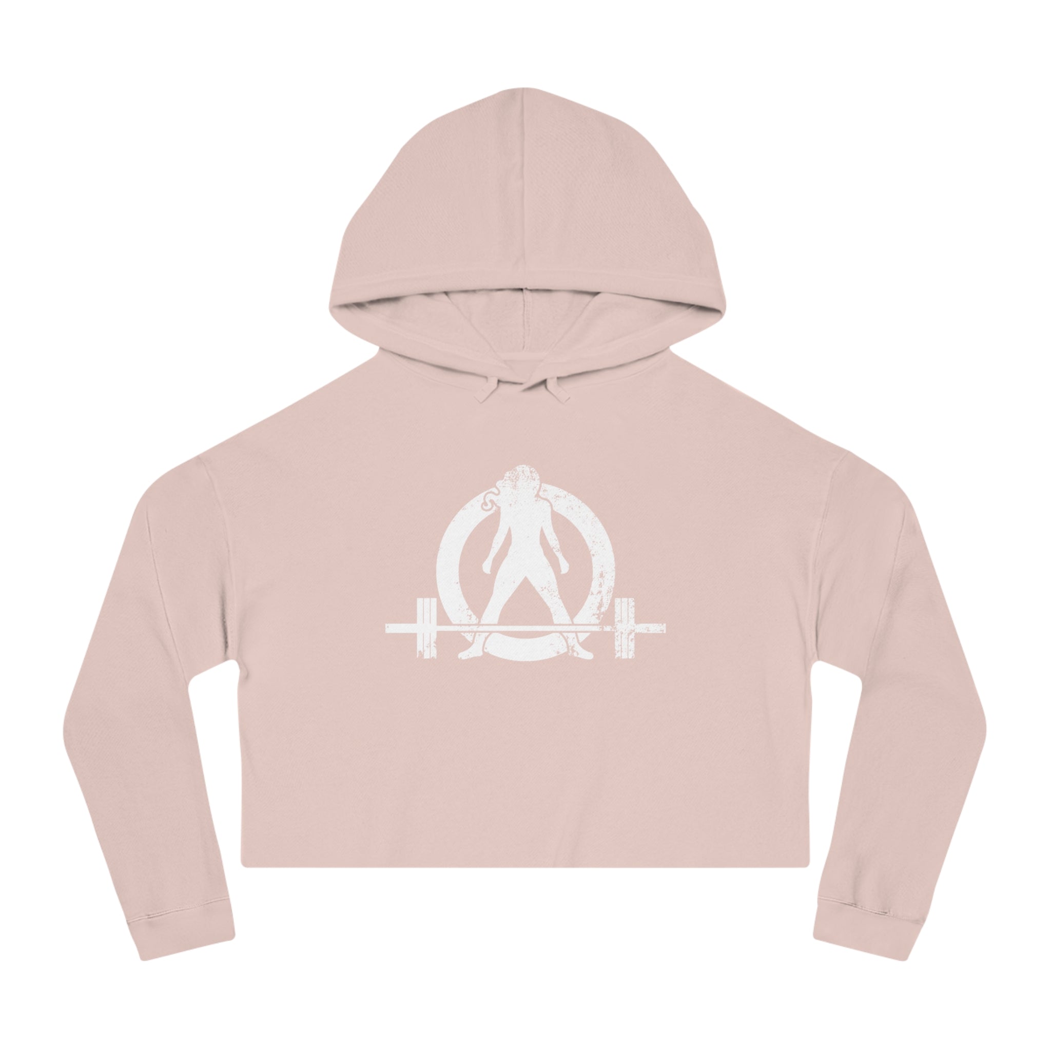 Women’s Cropped Hooded Sweatshirt - White Distressed Logo