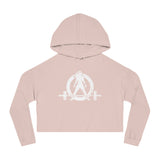Women’s Cropped Hooded Sweatshirt - White Distressed Logo