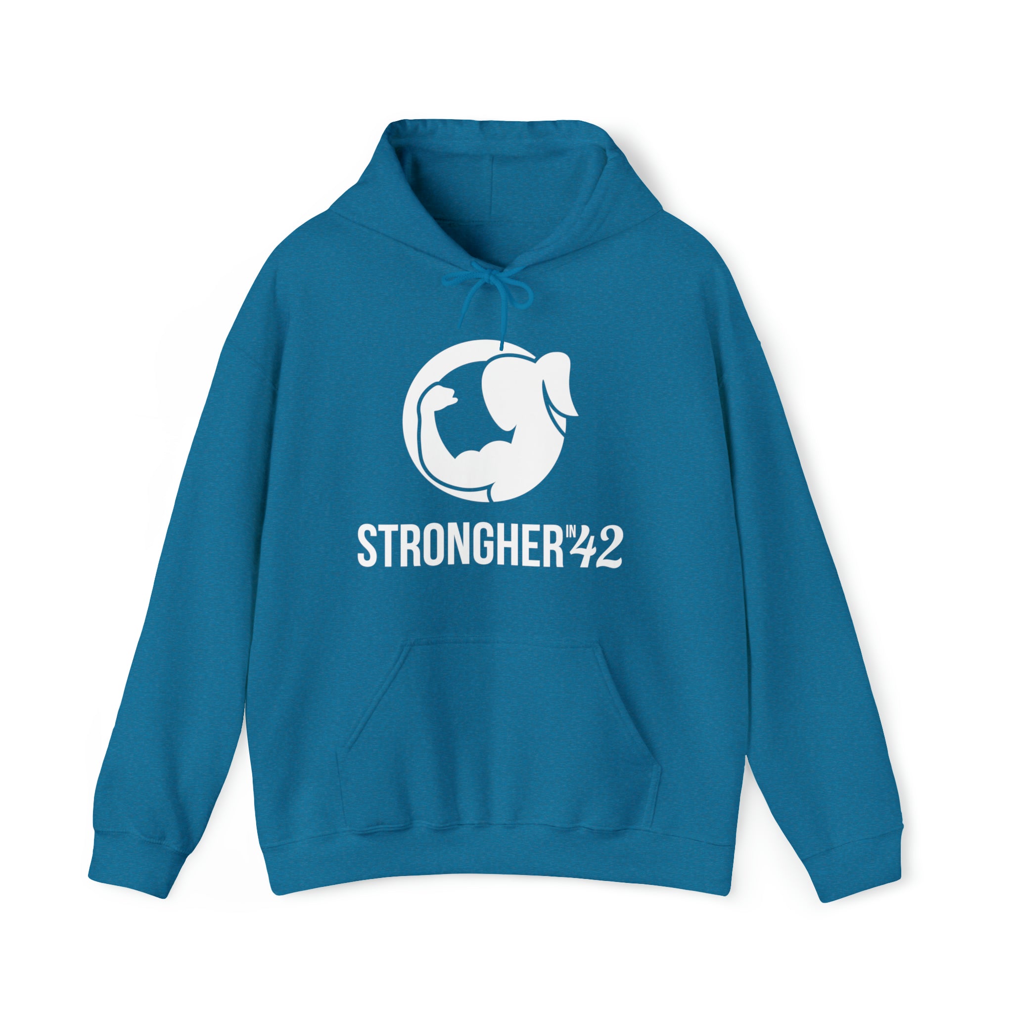 Strong Her in 42 - Classic Logo White - Unisex Heavy Blend Hooded Sweatshirt