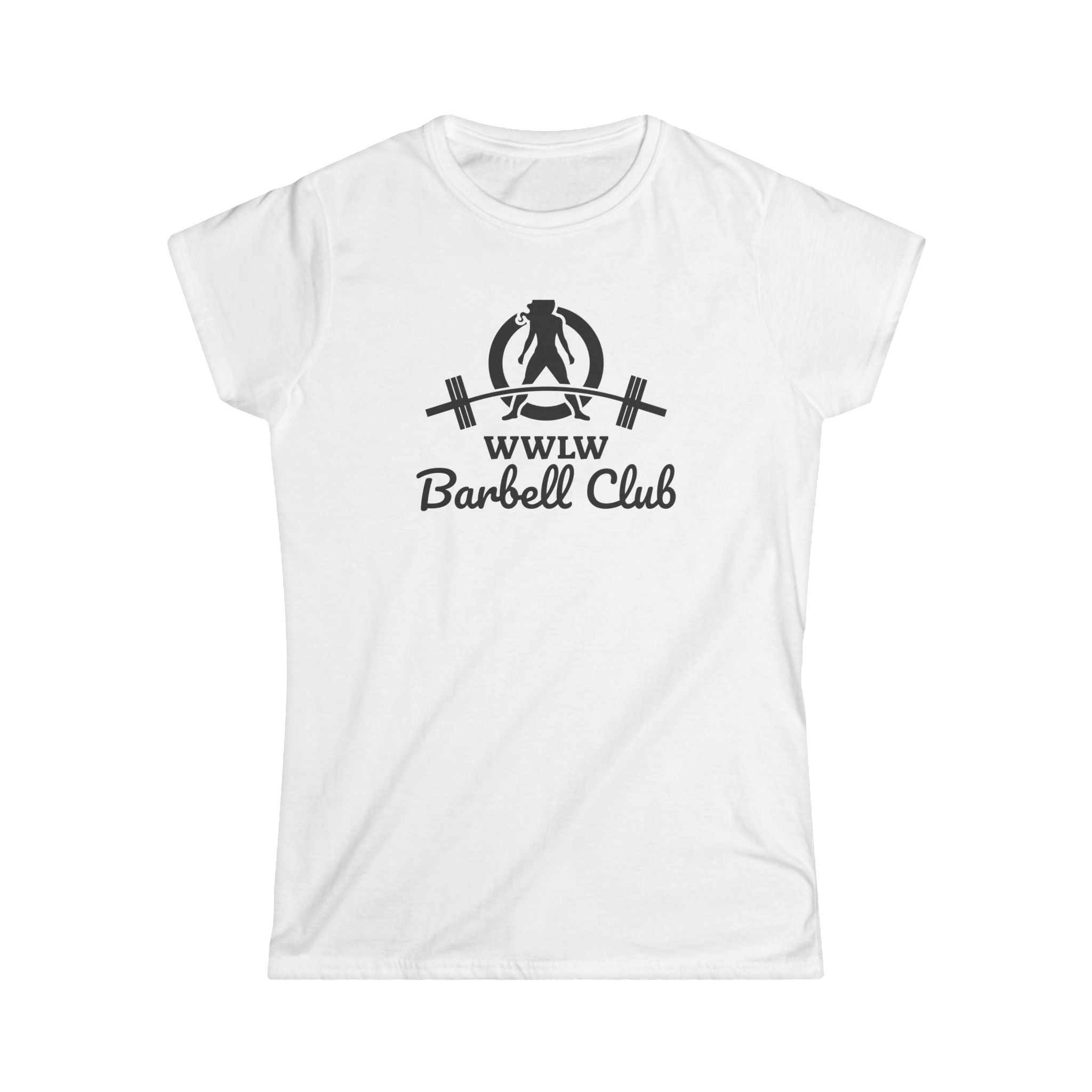 WWLW Barbell Club - Women's Softstyle Tee - Black Logo - Plain Back