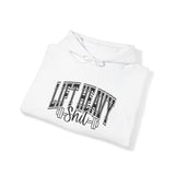 Lift Heavy Shit - Unisex Heavy Blend Hooded Sweatshirt - Black Logo on Front & Right Sleeve