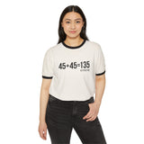 45 + 45 - Unisex Cotton Ringer T-Shirt - Black Logo Front