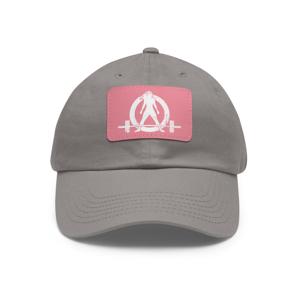 Distressed - Dad Hat with Leather Patch (Rectangle) - White Font