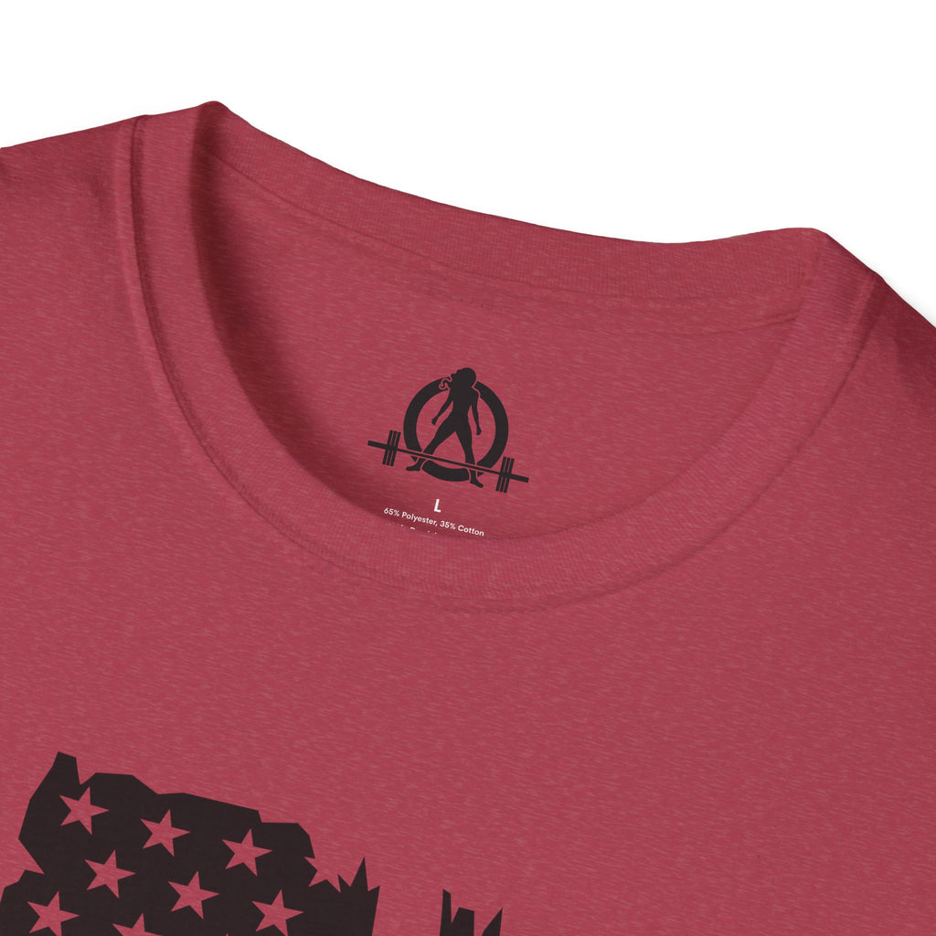 USA Barbell  - Unisex Softstyle T-Shirt - Black Logo - Plain Back