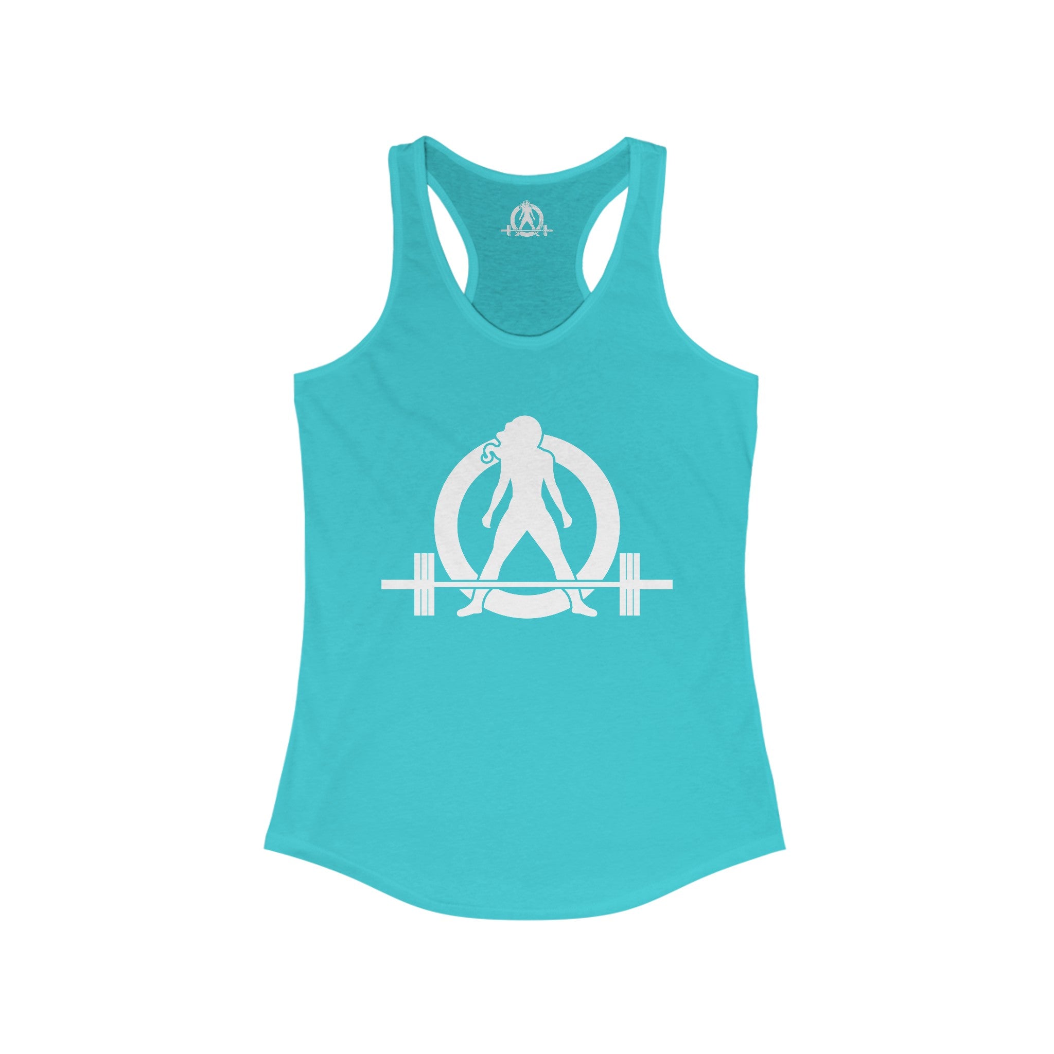 Lift Heavy - Run Fast - Racer Back Tank Top - Women's Ideal Racerback Tank (White Front & Back Logo)