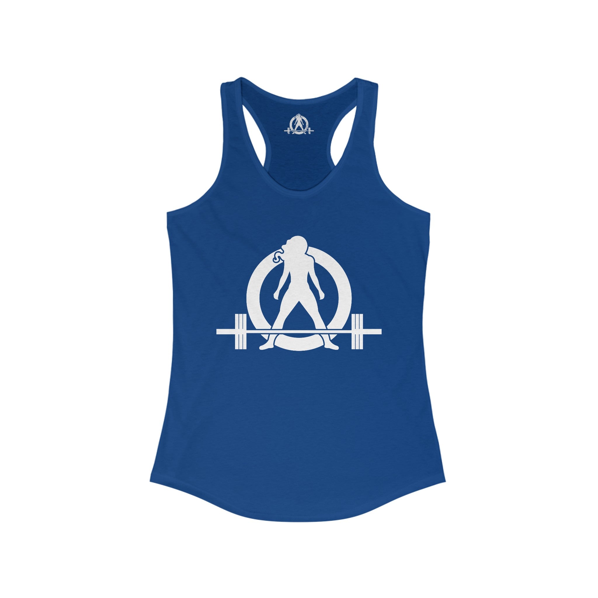 Lift Heavy - Run Fast - Racer Back Tank Top - Women's Ideal Racerback Tank (White Front & Back Logo)