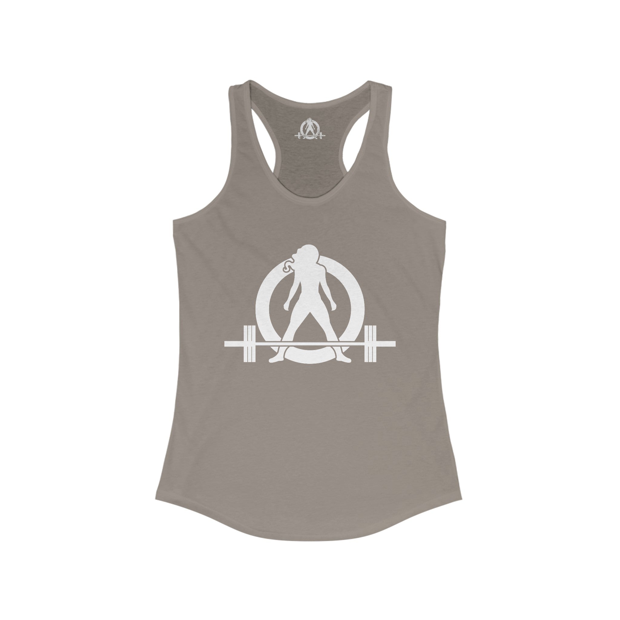 Lift Heavy - Run Fast - Racer Back Tank Top - Women's Ideal Racerback Tank (White Front & Back Logo)