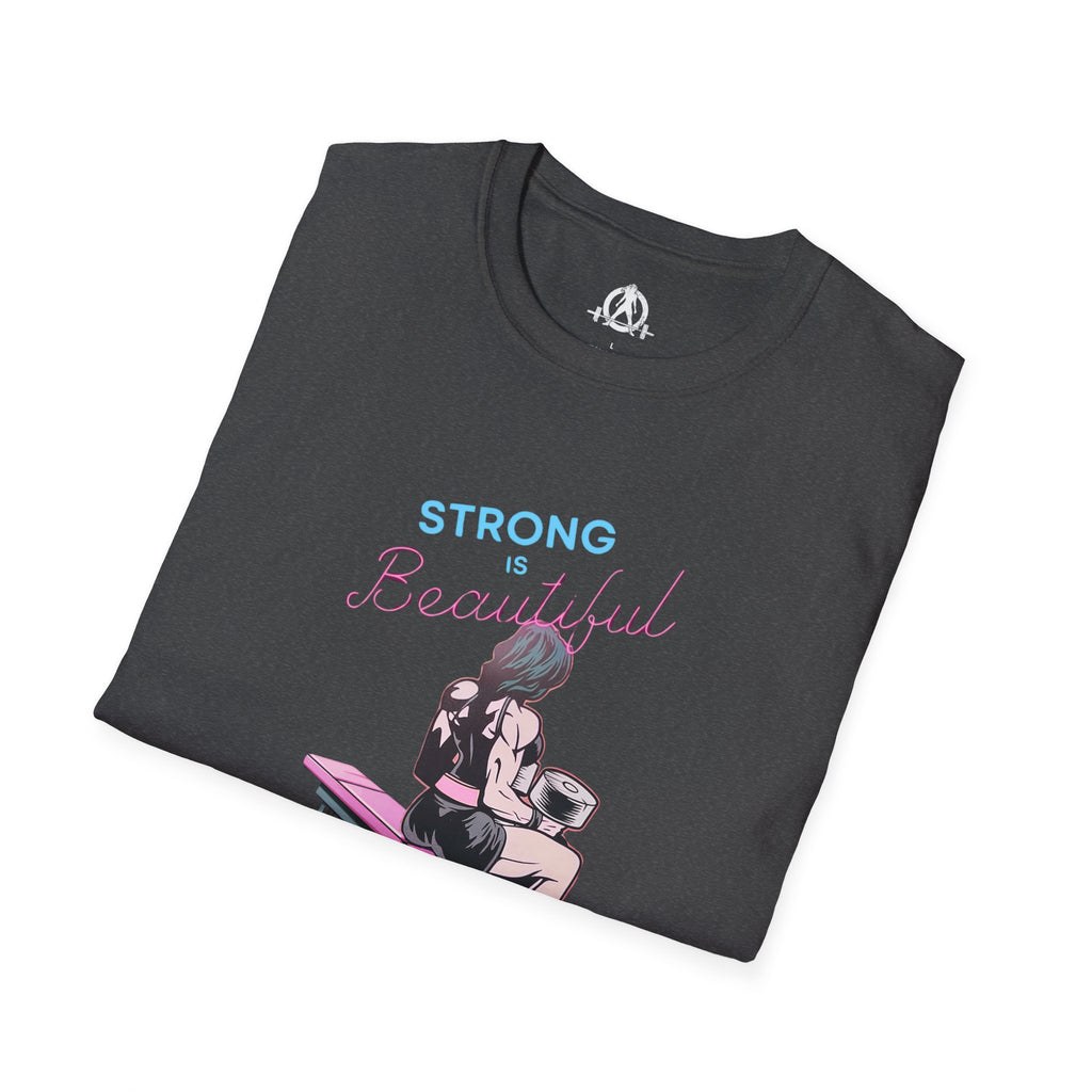 Strong Is Beautiful - Comic - Unisex Softstyle T-Shirt - White Print on Front Plain Back