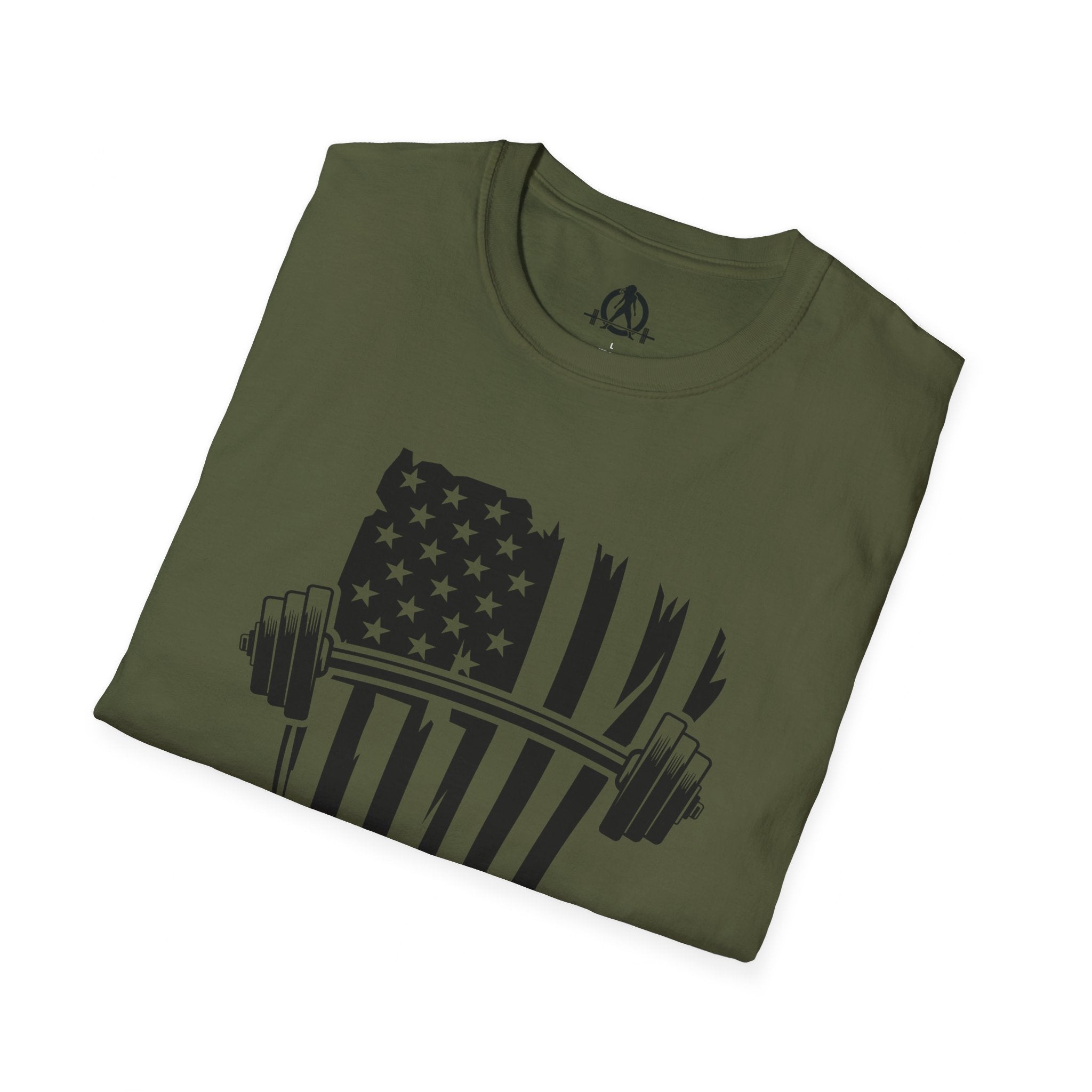 USA Barbell  - Unisex Softstyle T-Shirt - Black Logo - Plain Back