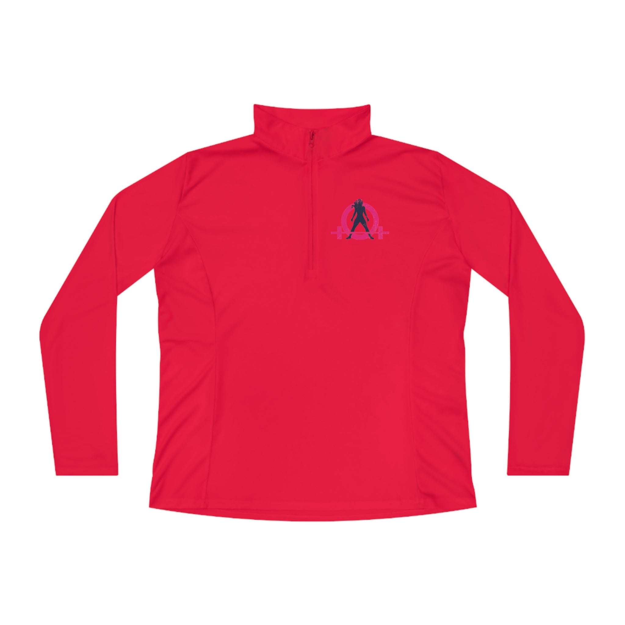 Ladies Quarter-Zip Pullover - White Distressed Logo