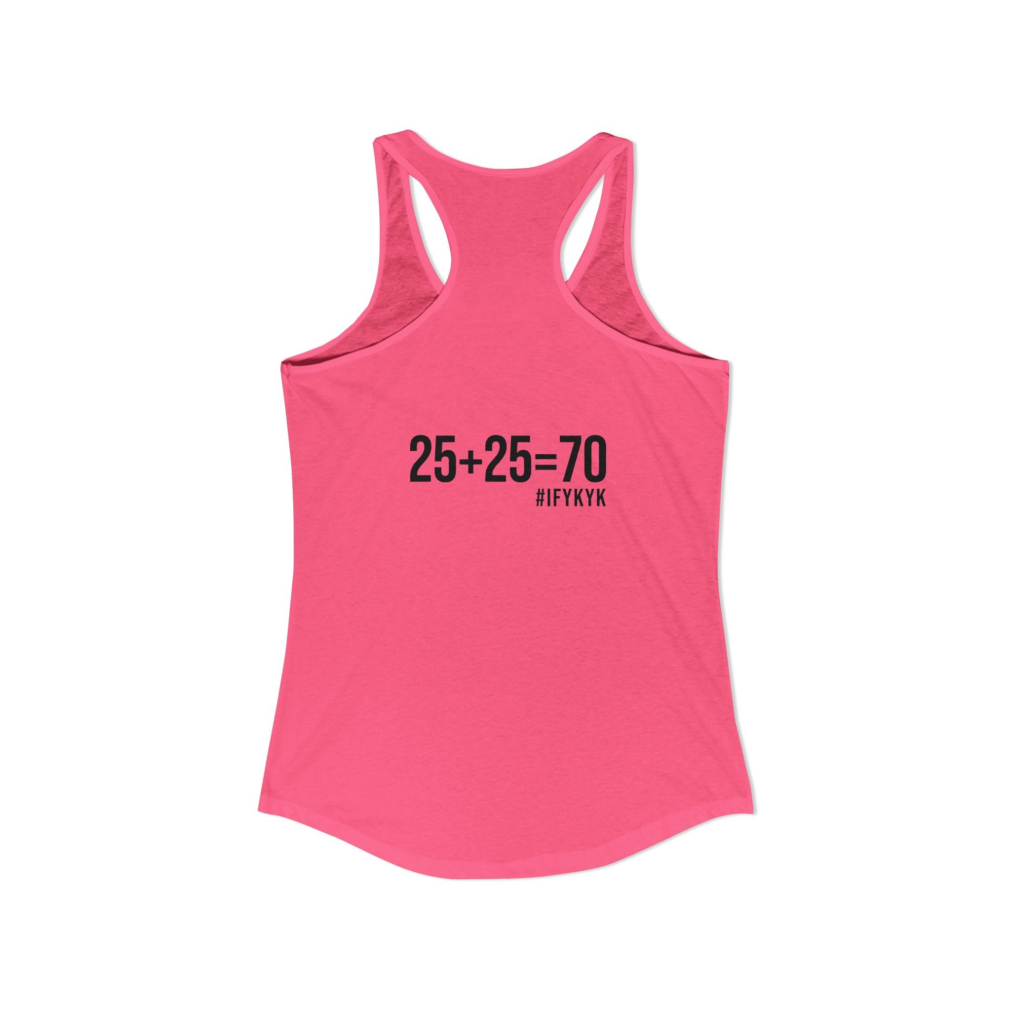 25 + 25 = 70 Women's Ideal Racerback Tank - Black Print Front & Back