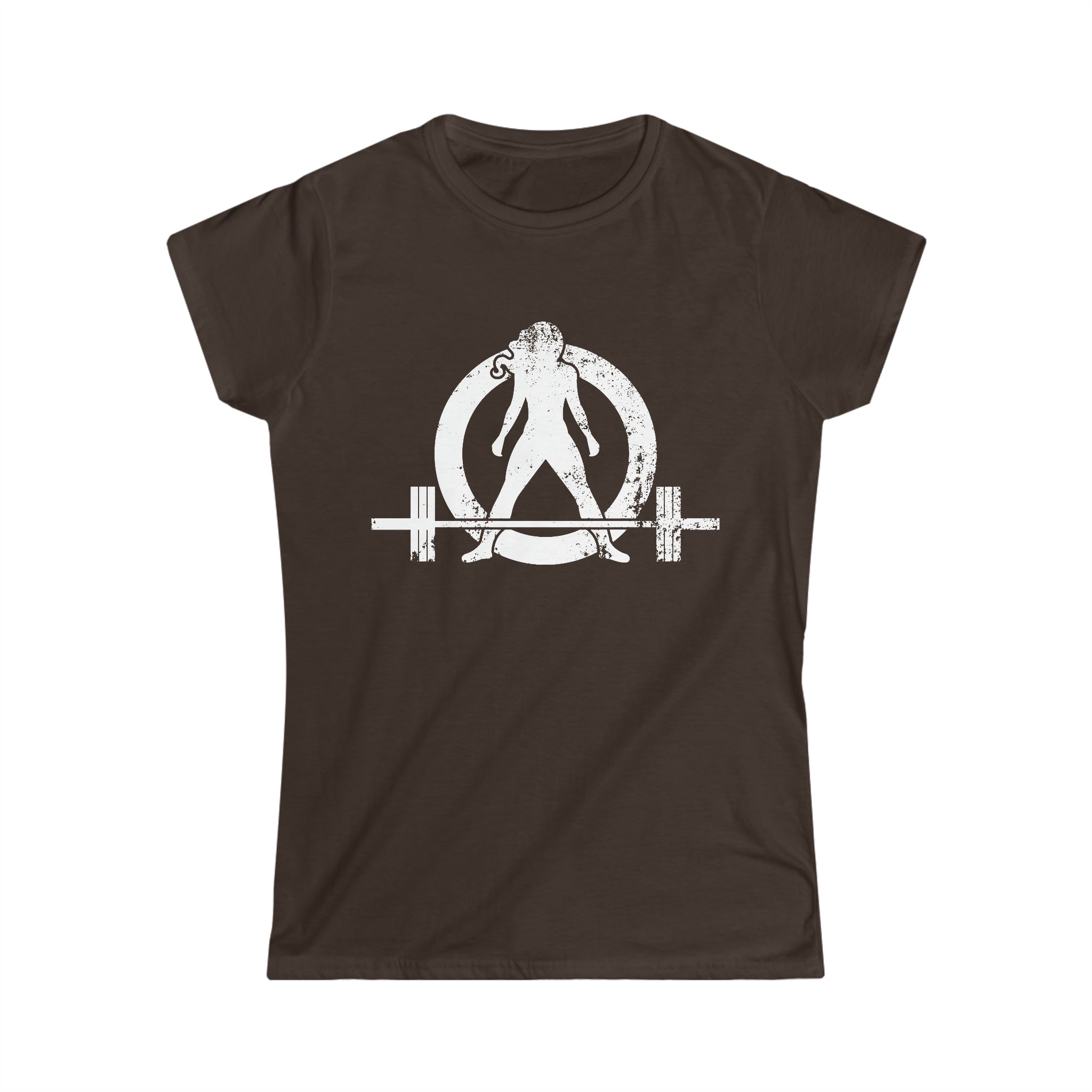 Good Girls Tone, Bad Girls Deadlift - Distressed White Logo - Women's Softstyle Tee
