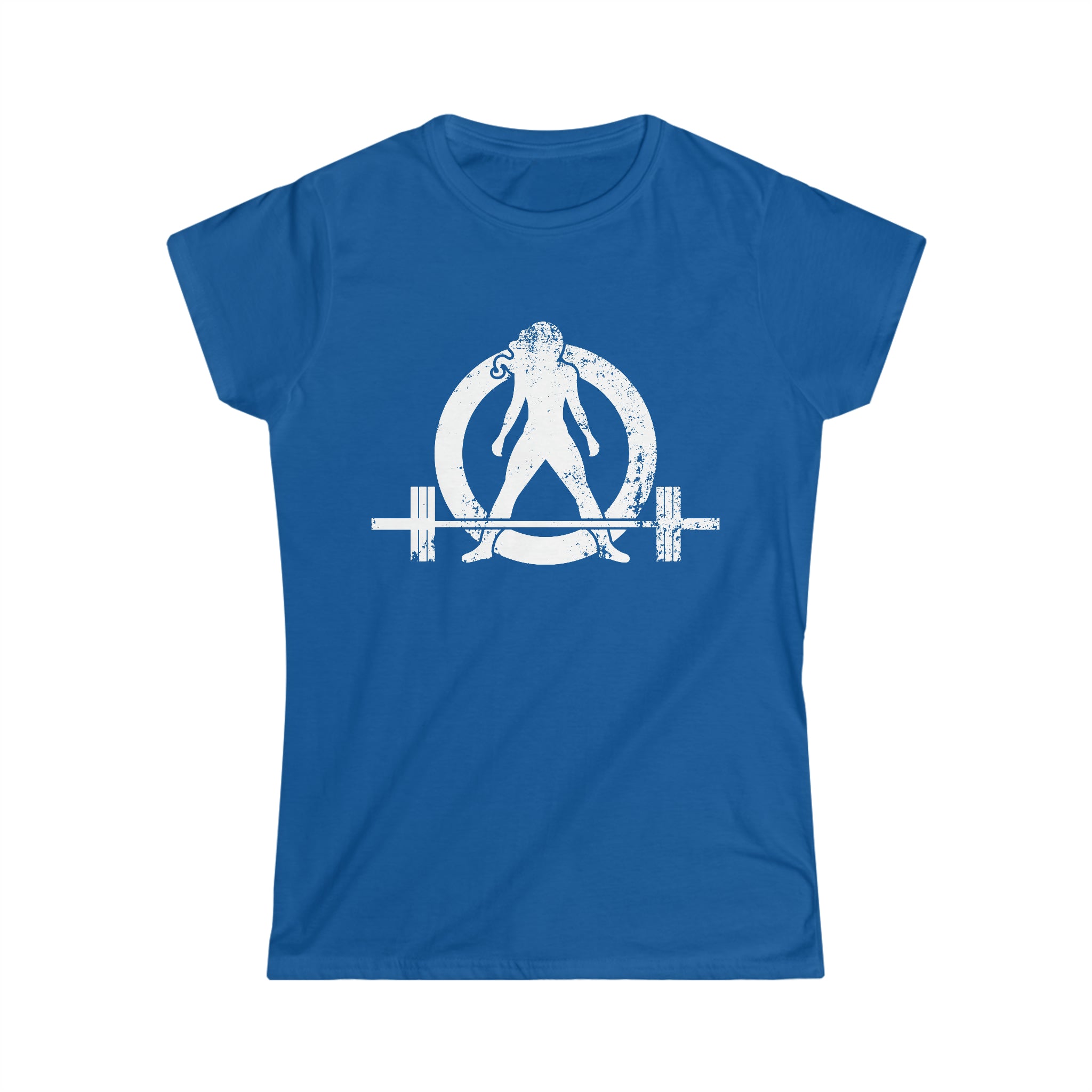 Good Girls Tone, Bad Girls Deadlift - Distressed White Logo - Women's Softstyle Tee