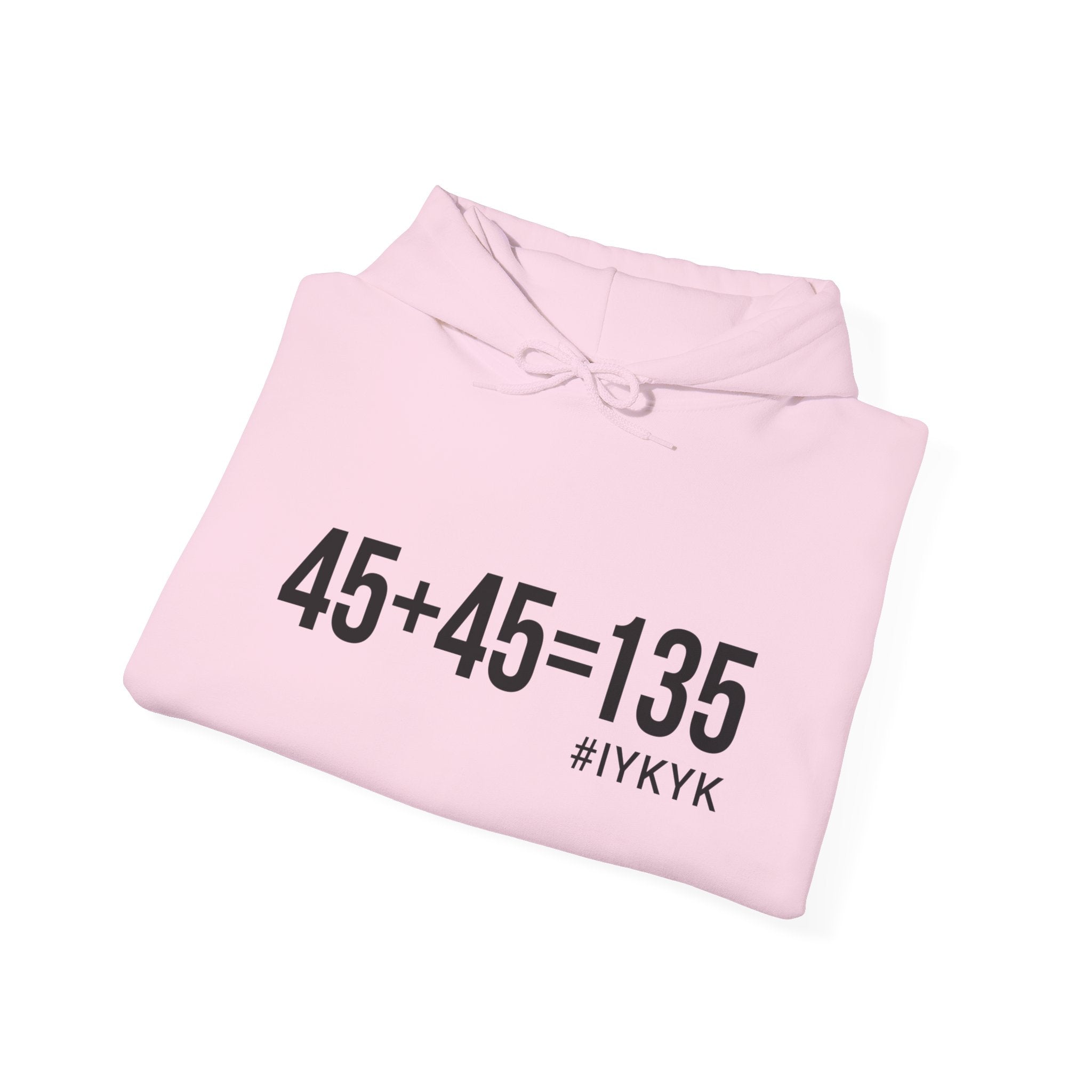 45 + 45 = 135 - Unisex Heavy Blend Hooded Sweatshirt  - Front Black & Shoulder Logo