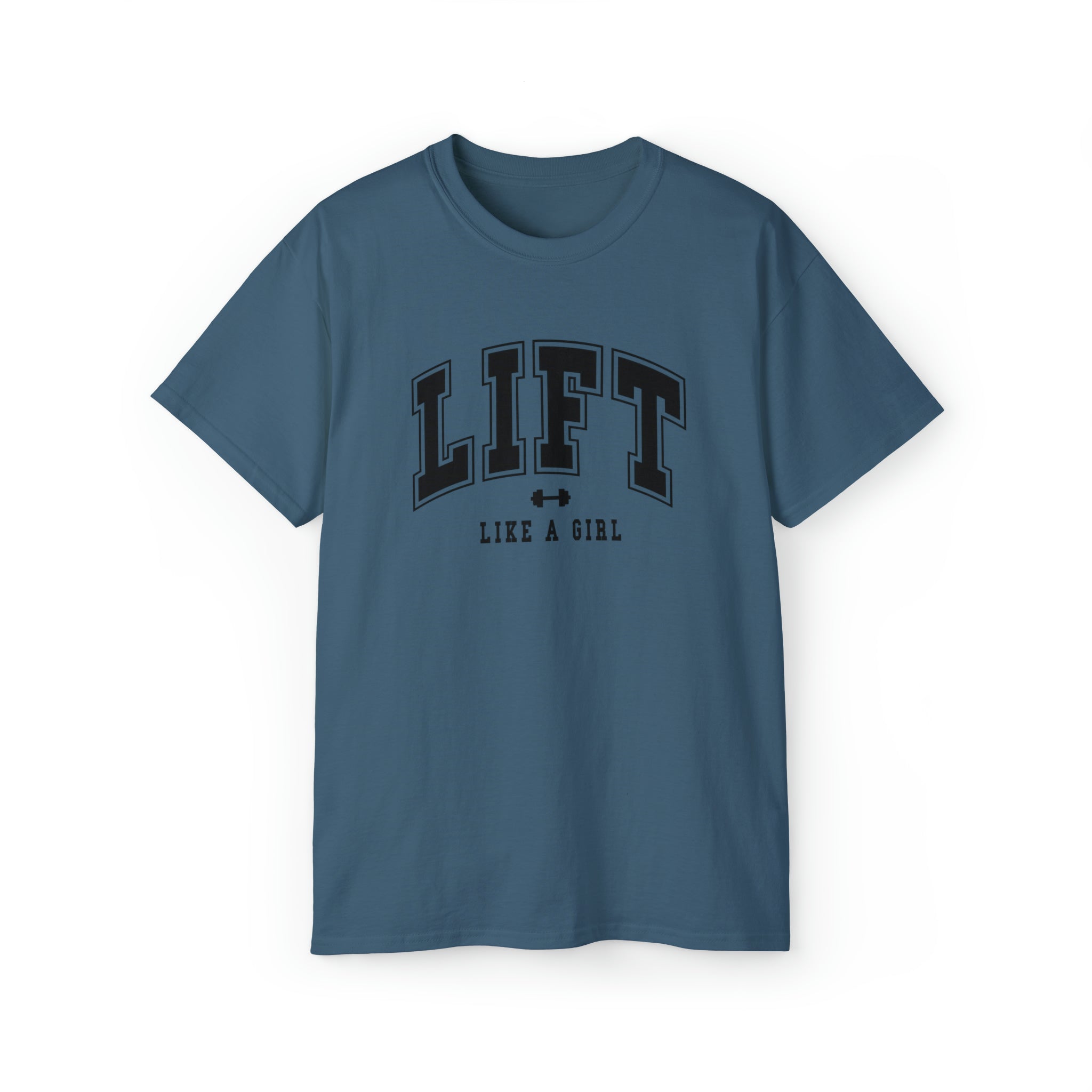 Lift Like A Girl - Unisex Ultra Cotton Tee - Front Black Logo - Plain Back