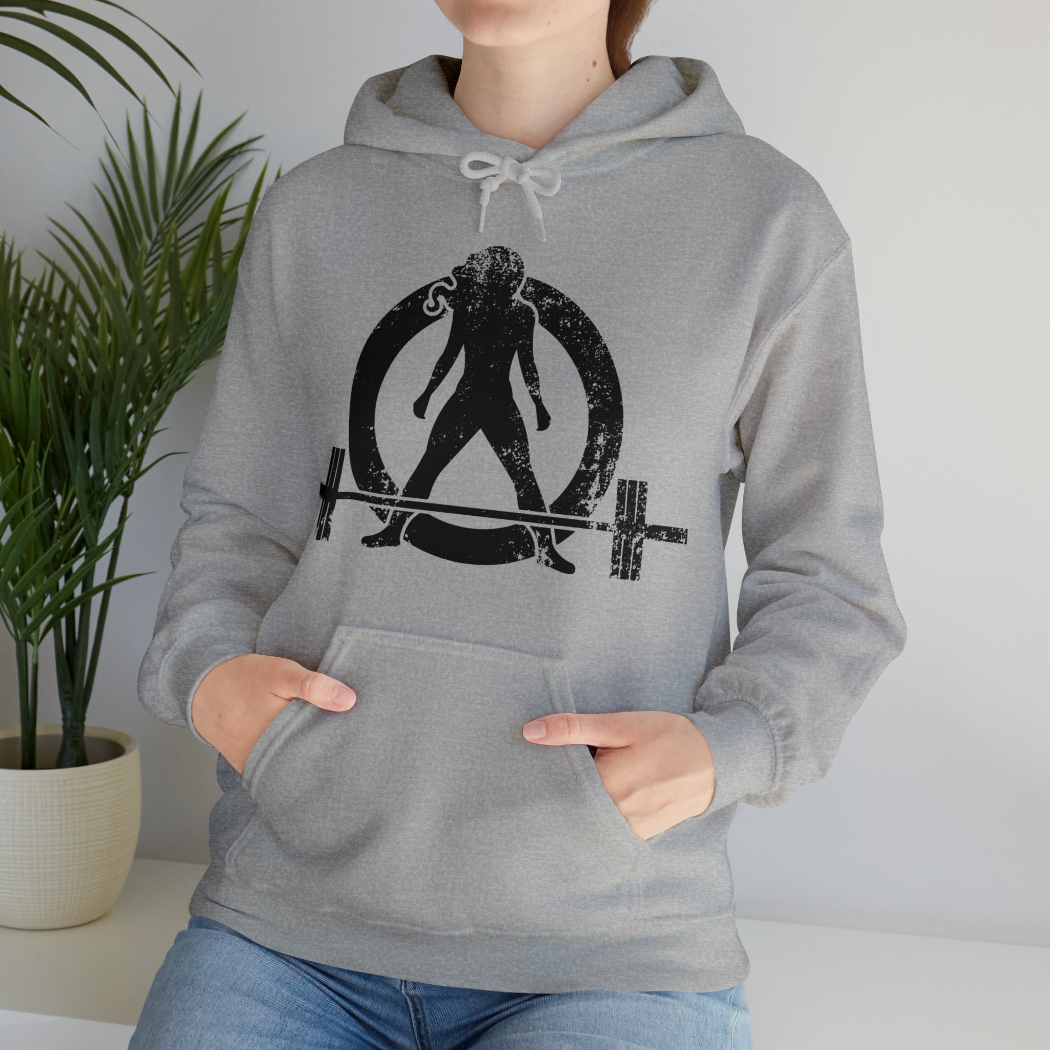 Distressed Black Logo - Plain Back - Unisex Heavy Blend Hooded Sweatshirt