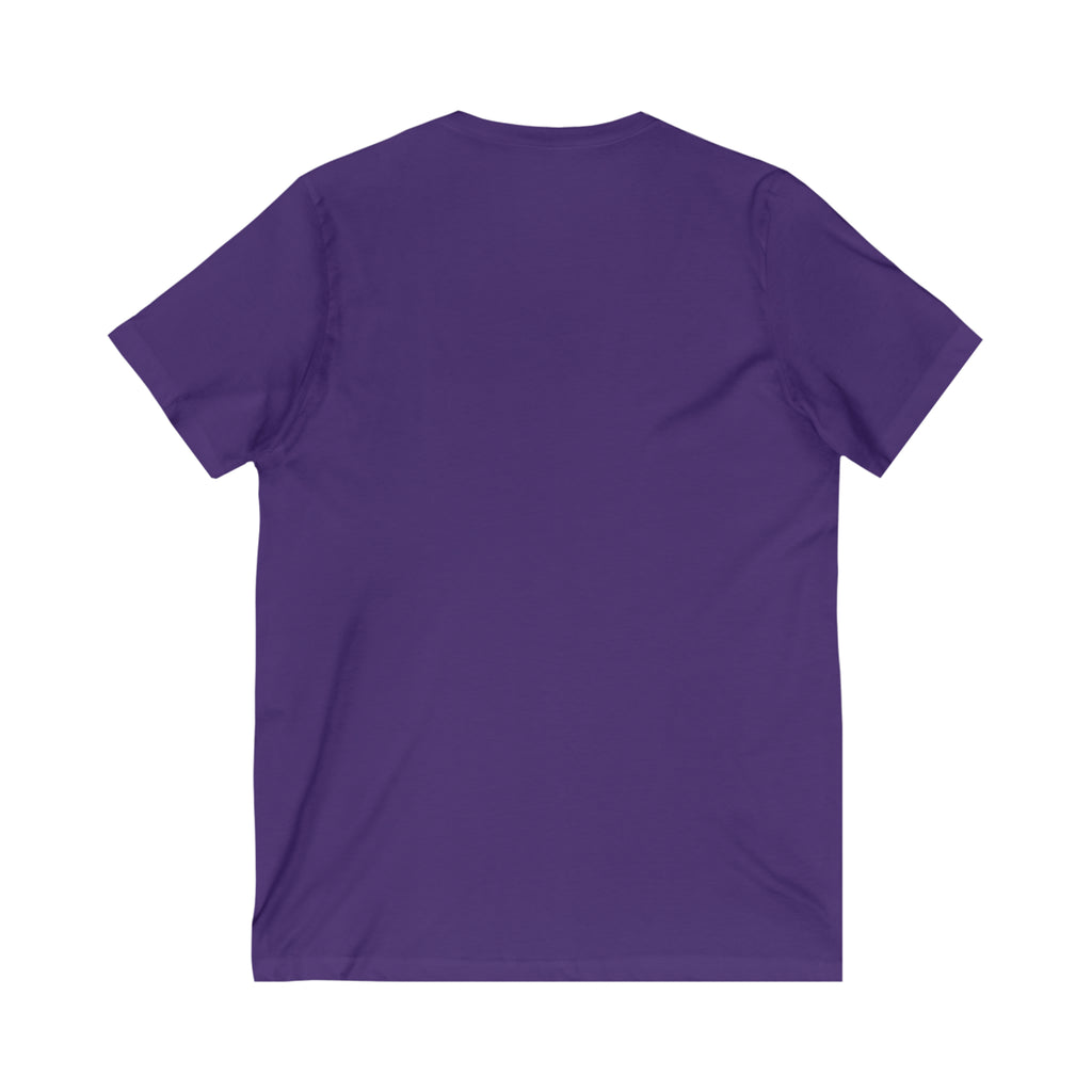 Unisex Jersey Short Sleeve V-Neck Tee -  Distressed Black Logo