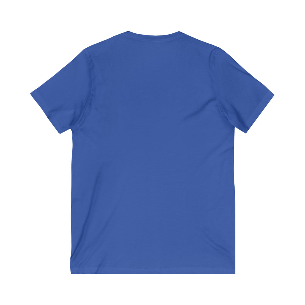 Unisex Jersey Short Sleeve V-Neck Tee -  Distressed Black Logo