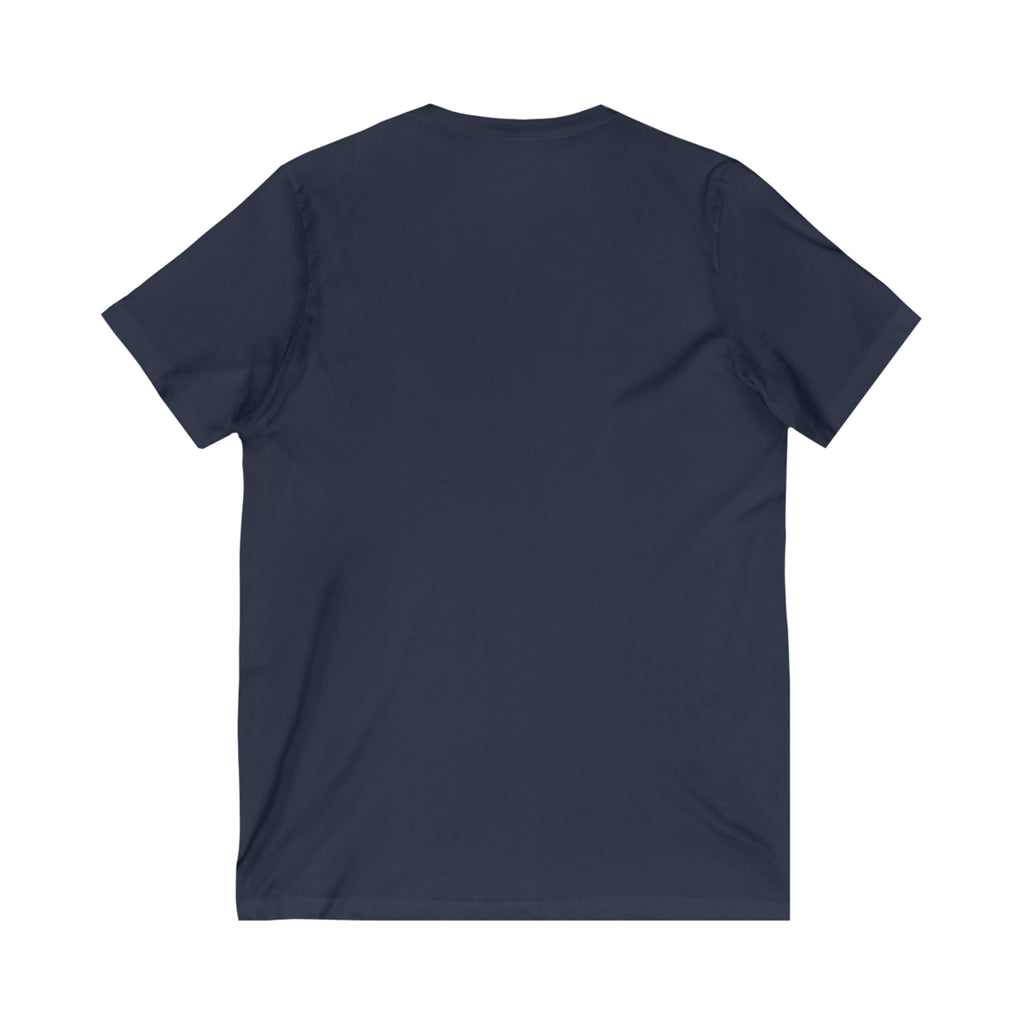 Unisex Jersey Short Sleeve V-Neck Tee -  Distressed Black Logo