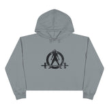 Empowered Crop Hoodie – For Strong Women Who Lift - Black Distressed Logo