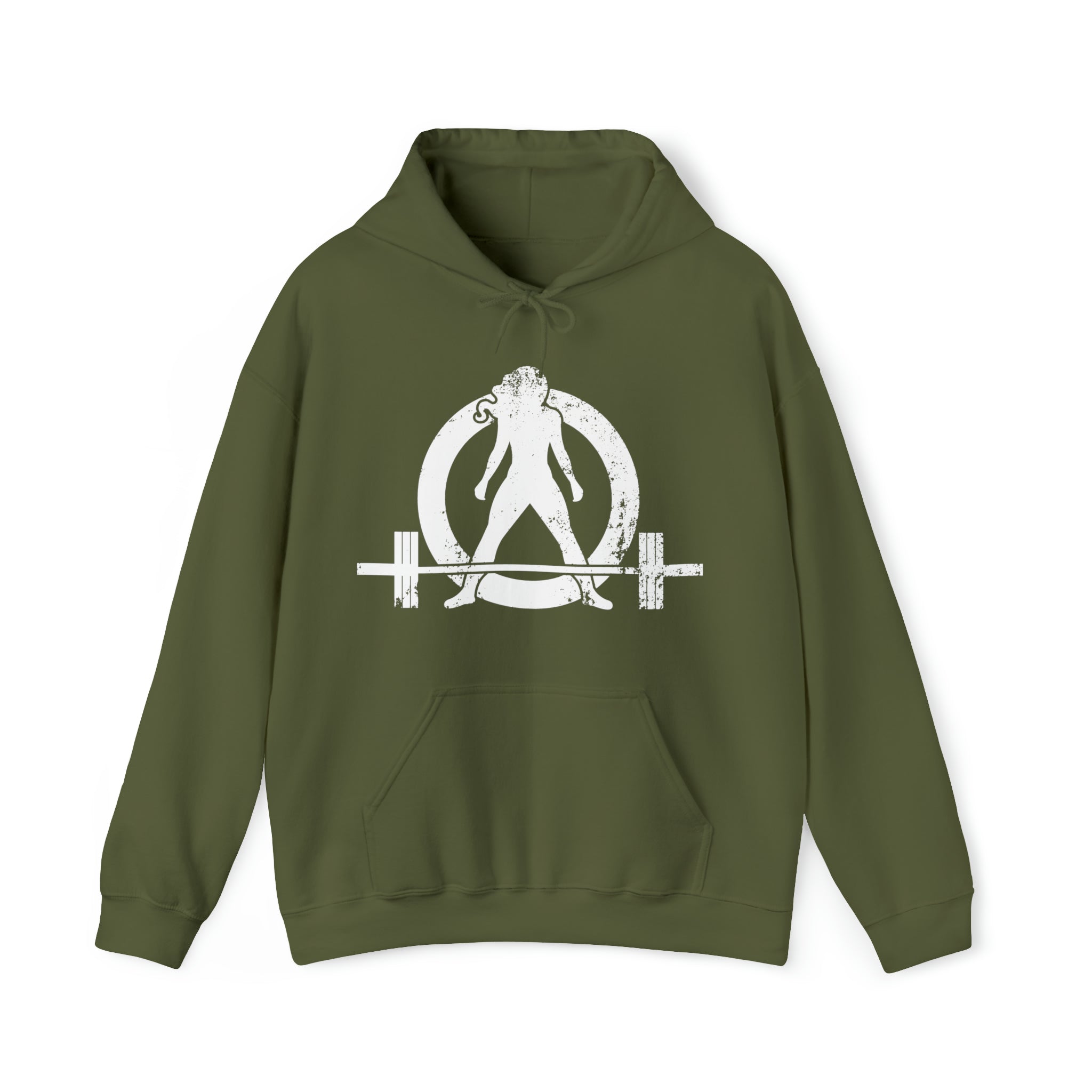 Strong Not Skinny - White Distressed Logo - Unisex Heavy Blend Hooded Sweatshirt
