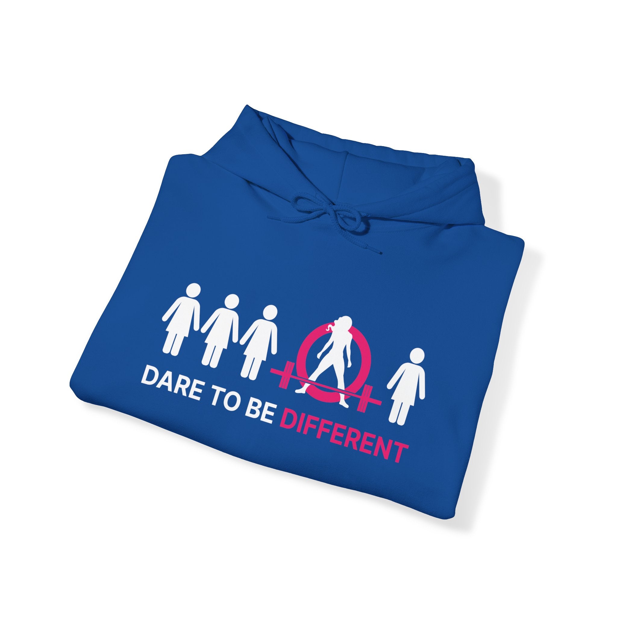 Dare To Be Different - Deadlift - Unisex Heavy Blend Hooded Sweatshirt - White Print on Front