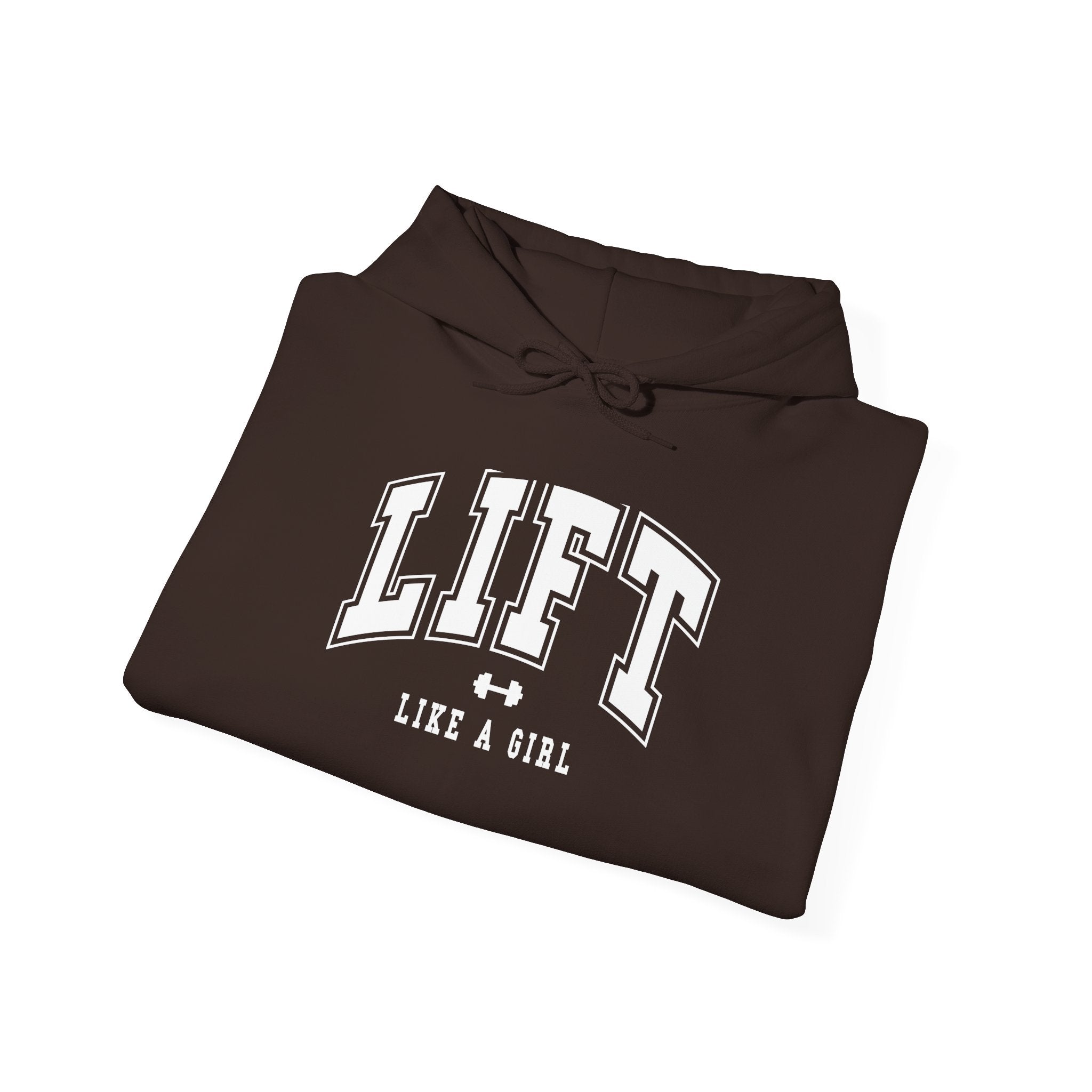 Lift Like.A Girl - Unisex Heavy Blend Hooded Sweatshirt - White Logo on Front & Right Sleeve