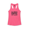 ALL I NEED IS Coffee and a Barbell - Women's Ideal Racerback Tank - Dark Logo - Front Chest -  Plain Back
