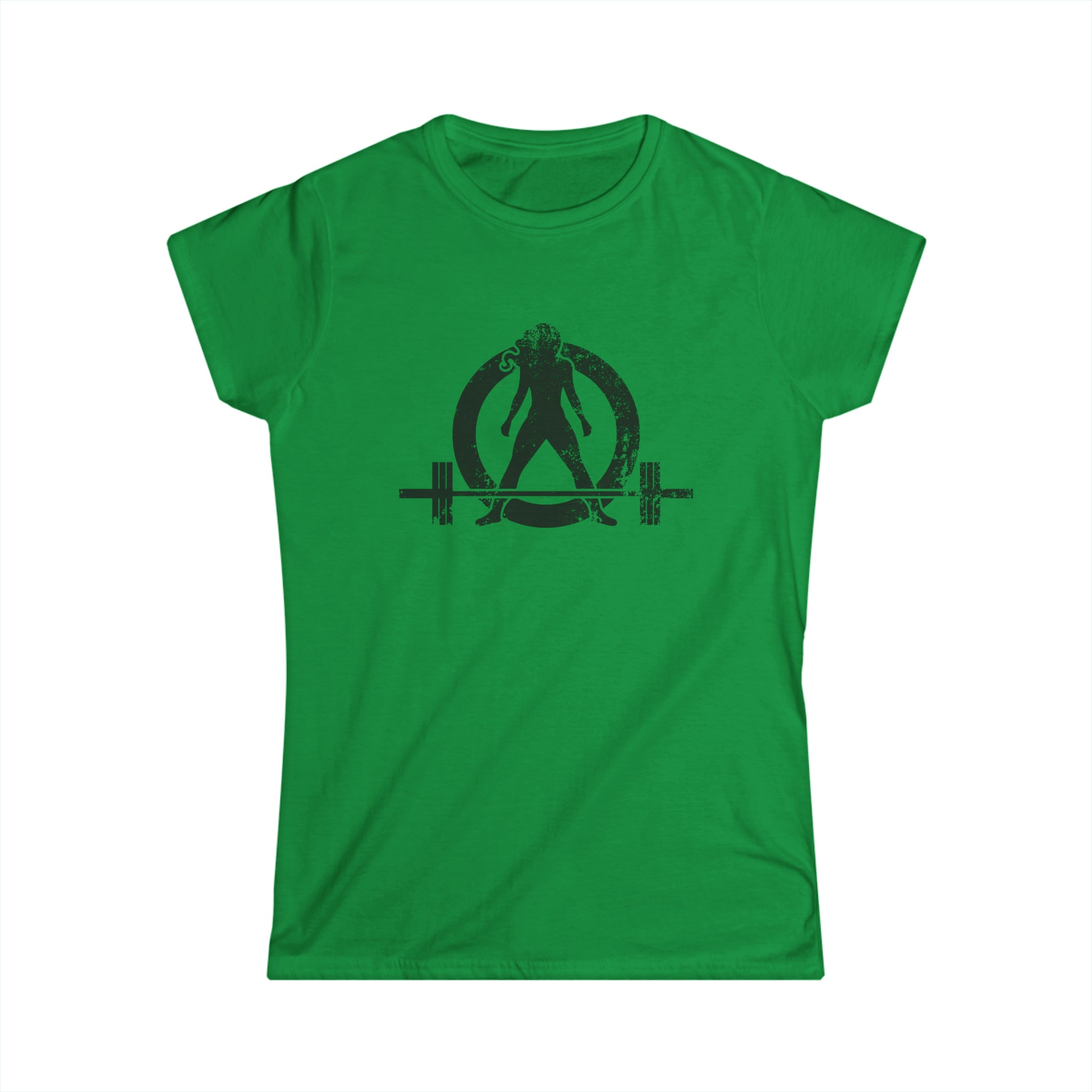 Women's Softstyle Tee - Distressed Black Logo - Plain Back