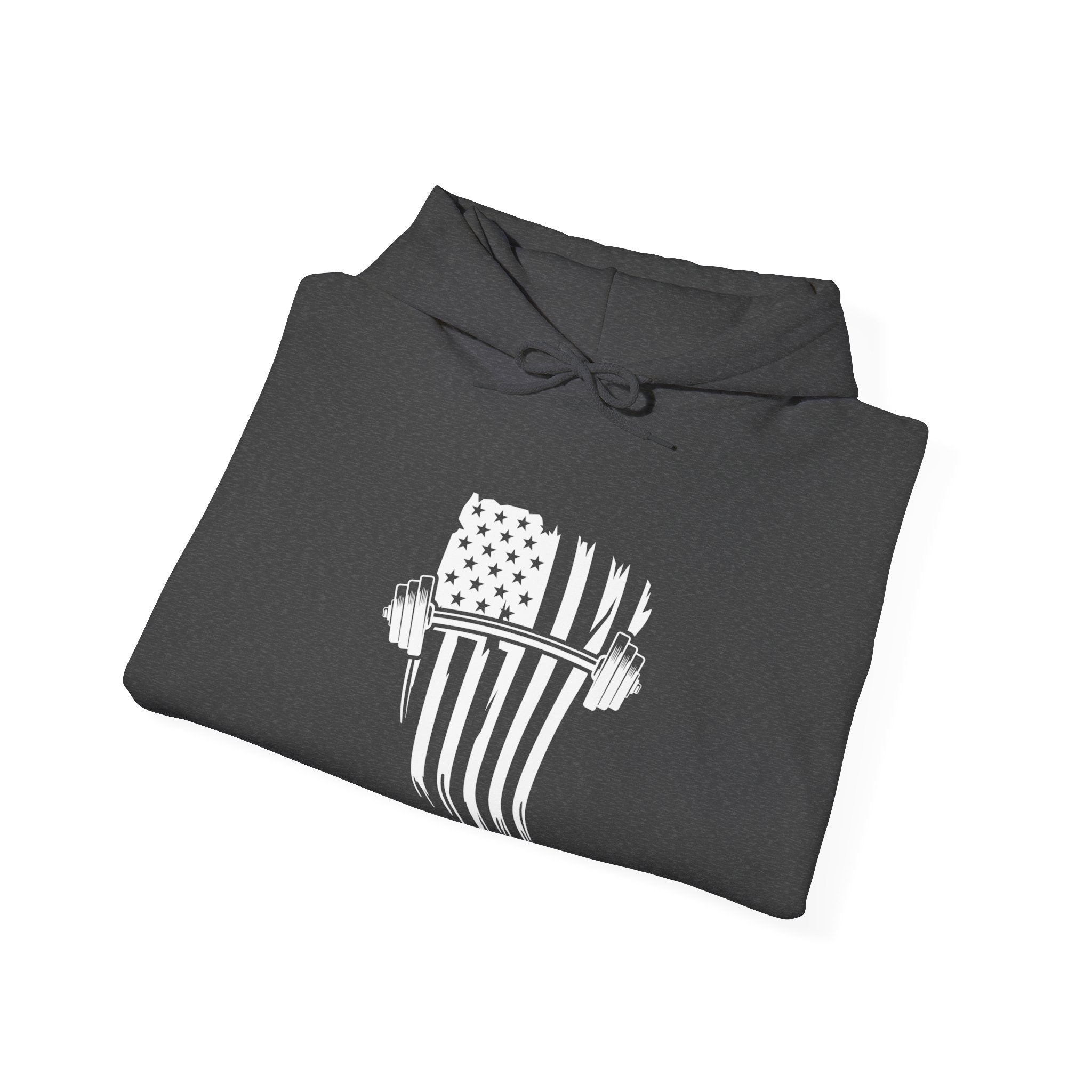 USA Barbell - Unisex Heavy Blend Hooded Sweatshirt  - Front White Logo