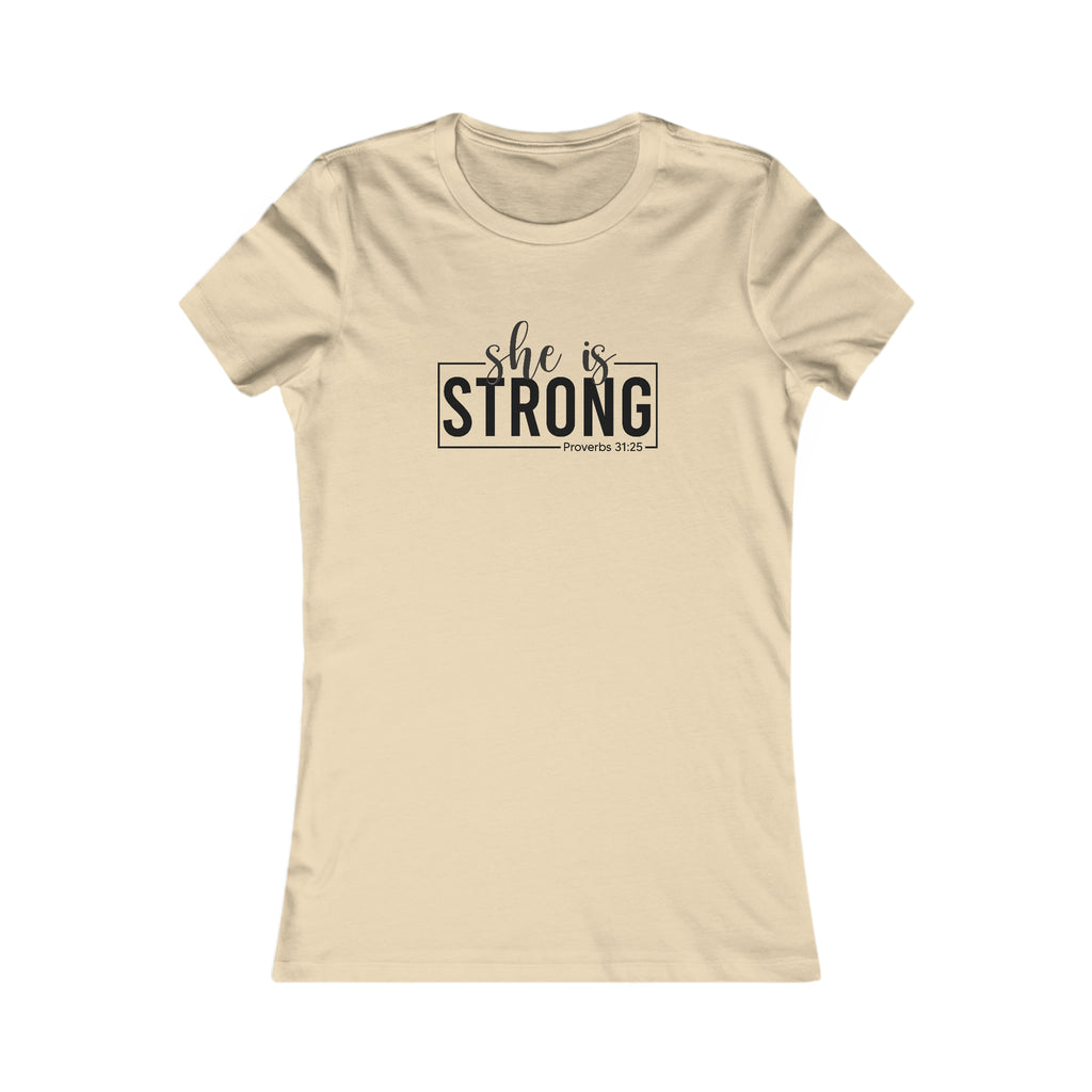 She is STRONG - Women's Favorite Tee - Black Logo - Plain Back