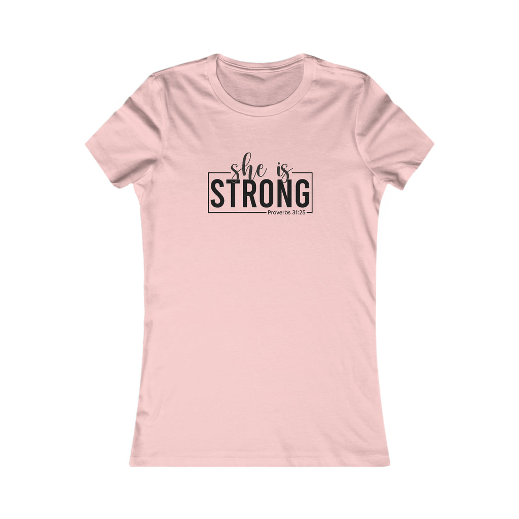 She is STRONG - Women's Favorite Tee - Black Logo - Plain Back