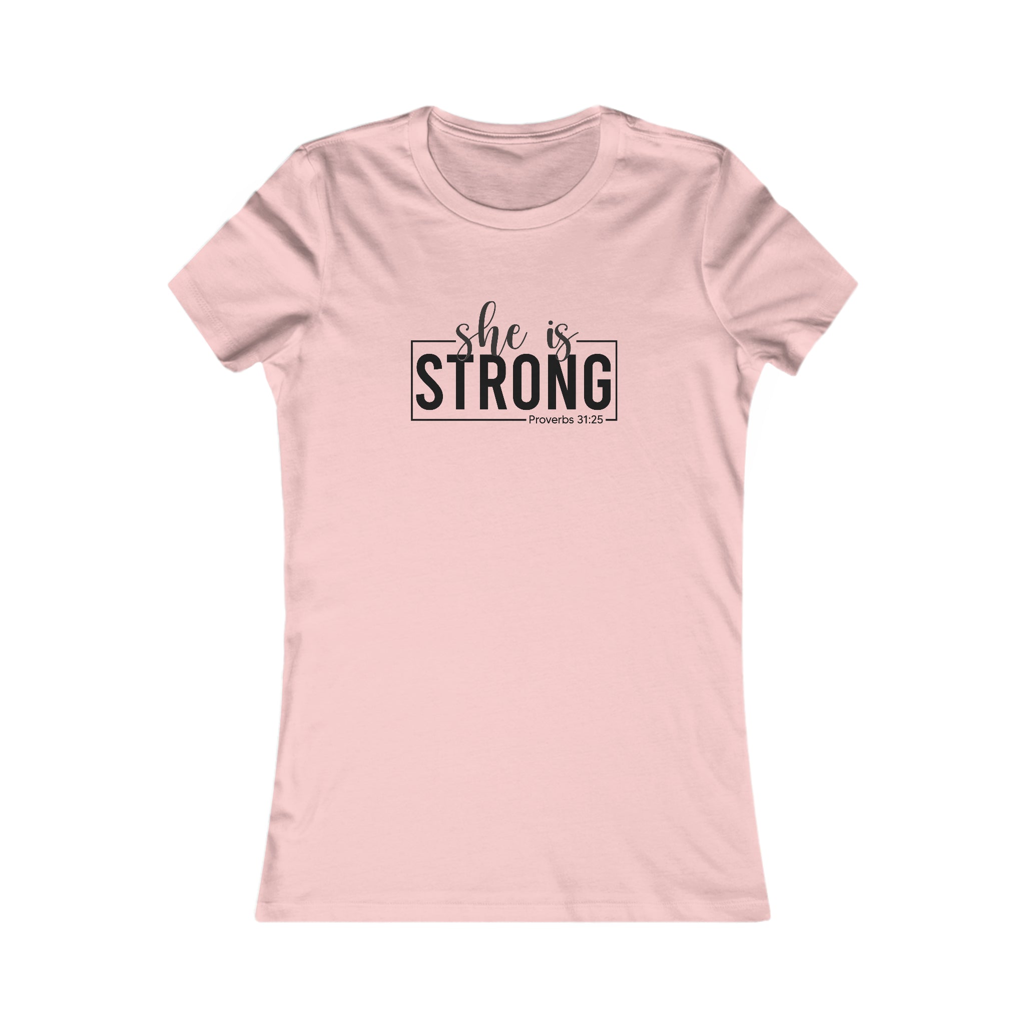 She is STRONG - Women's Favorite Tee - Black Logo - Plain Back