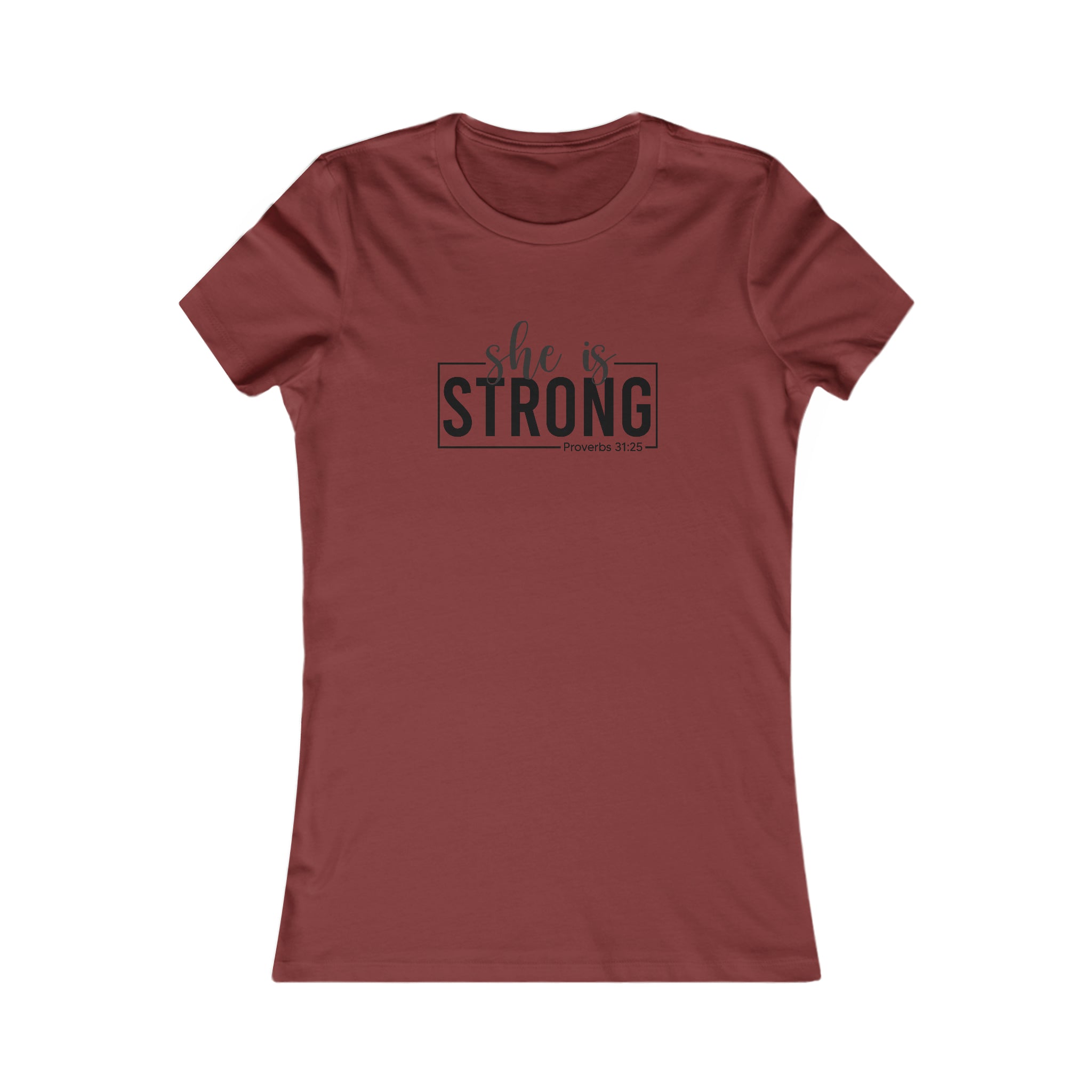 She is STRONG - Women's Favorite Tee - Black Logo - Plain Back