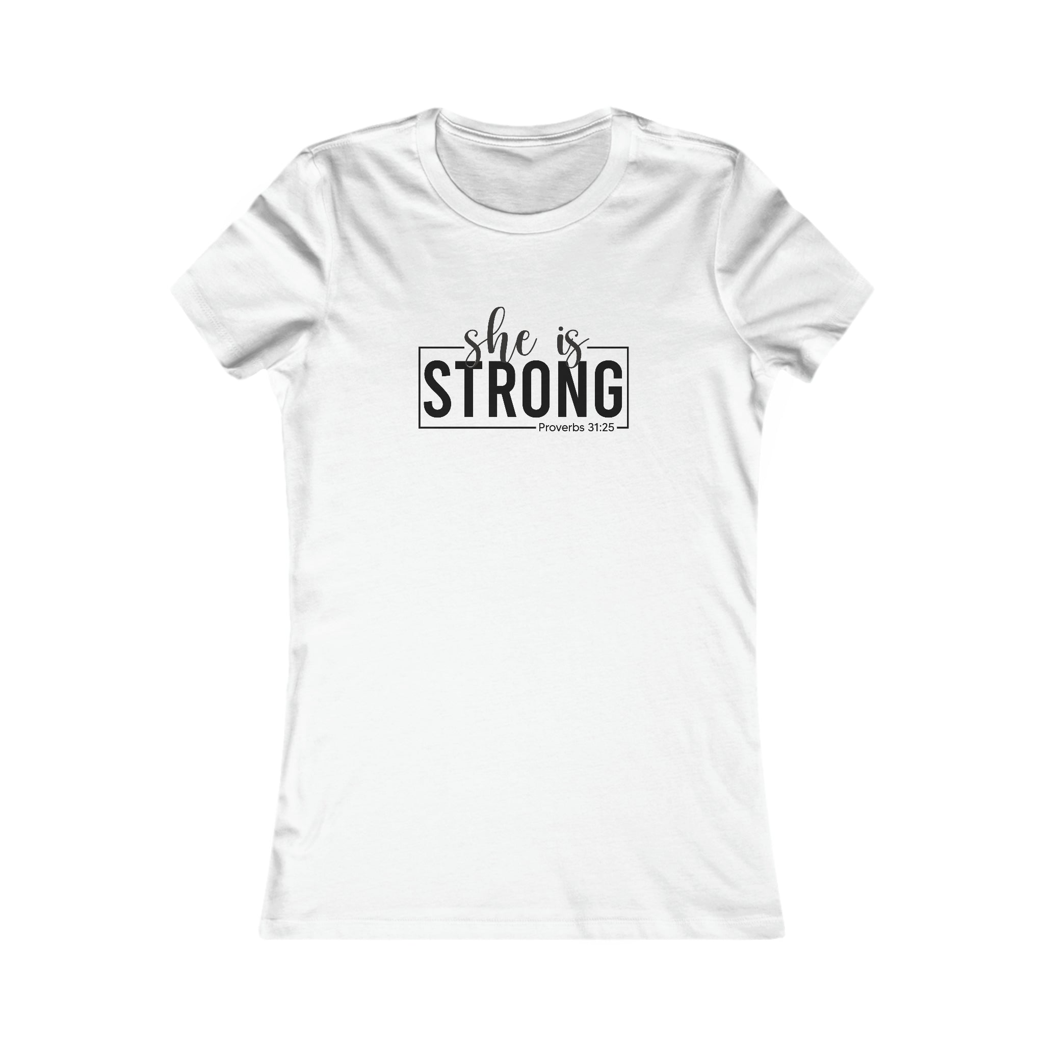 She is STRONG - Women's Favorite Tee - Black Logo - Plain Back