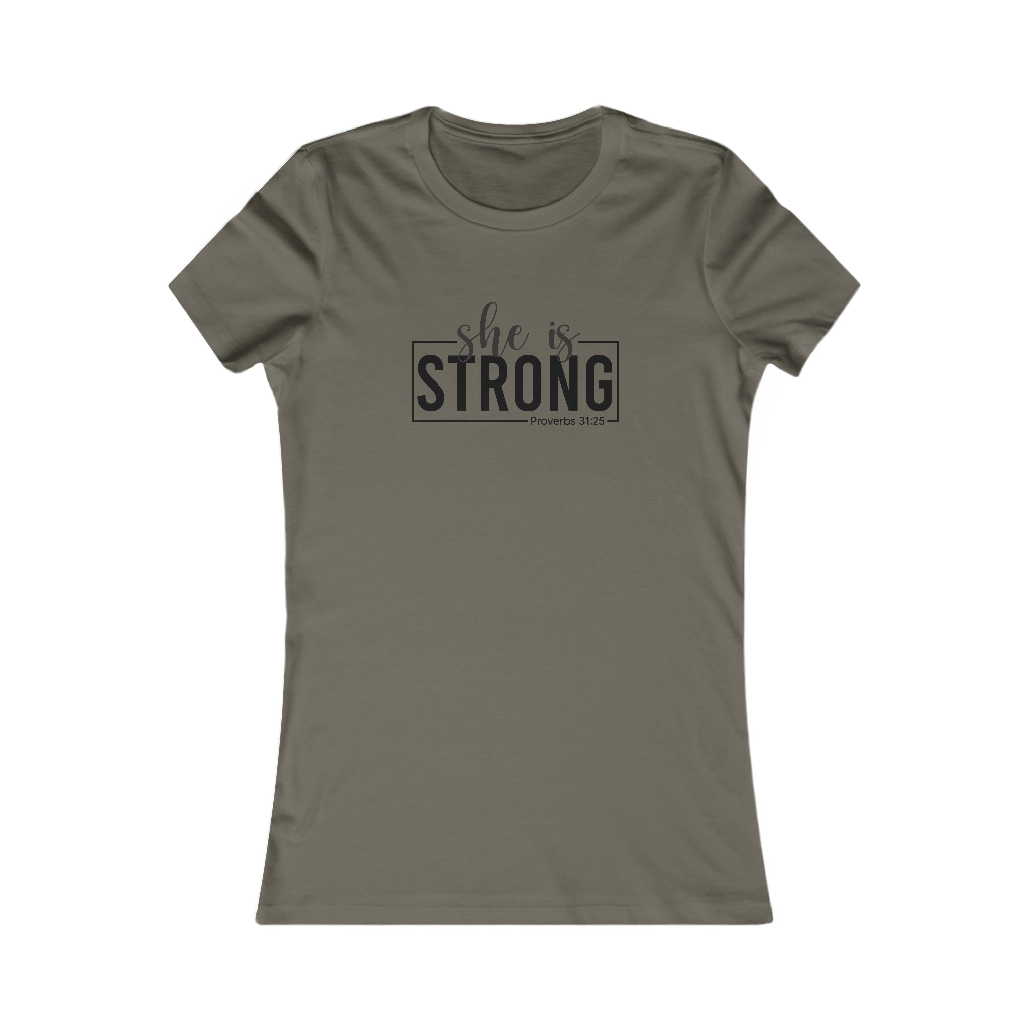 She is STRONG - Women's Favorite Tee - Black Logo - Plain Back
