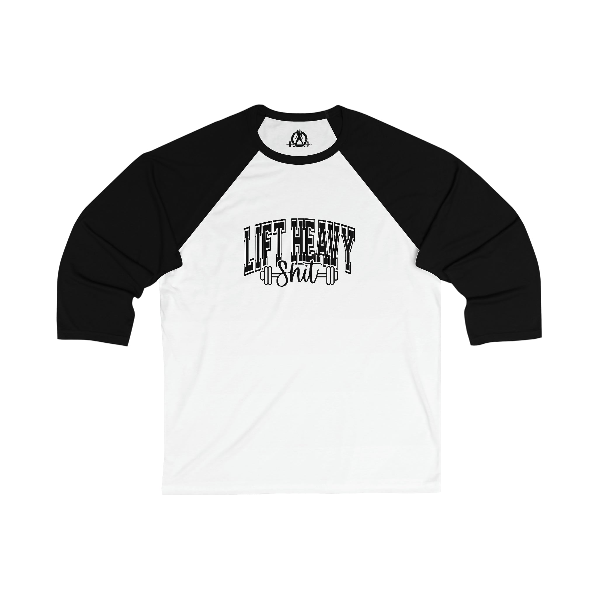 Lift Heavy Shit - 3\4 Sleeve Baseball Tee - Black Logo
