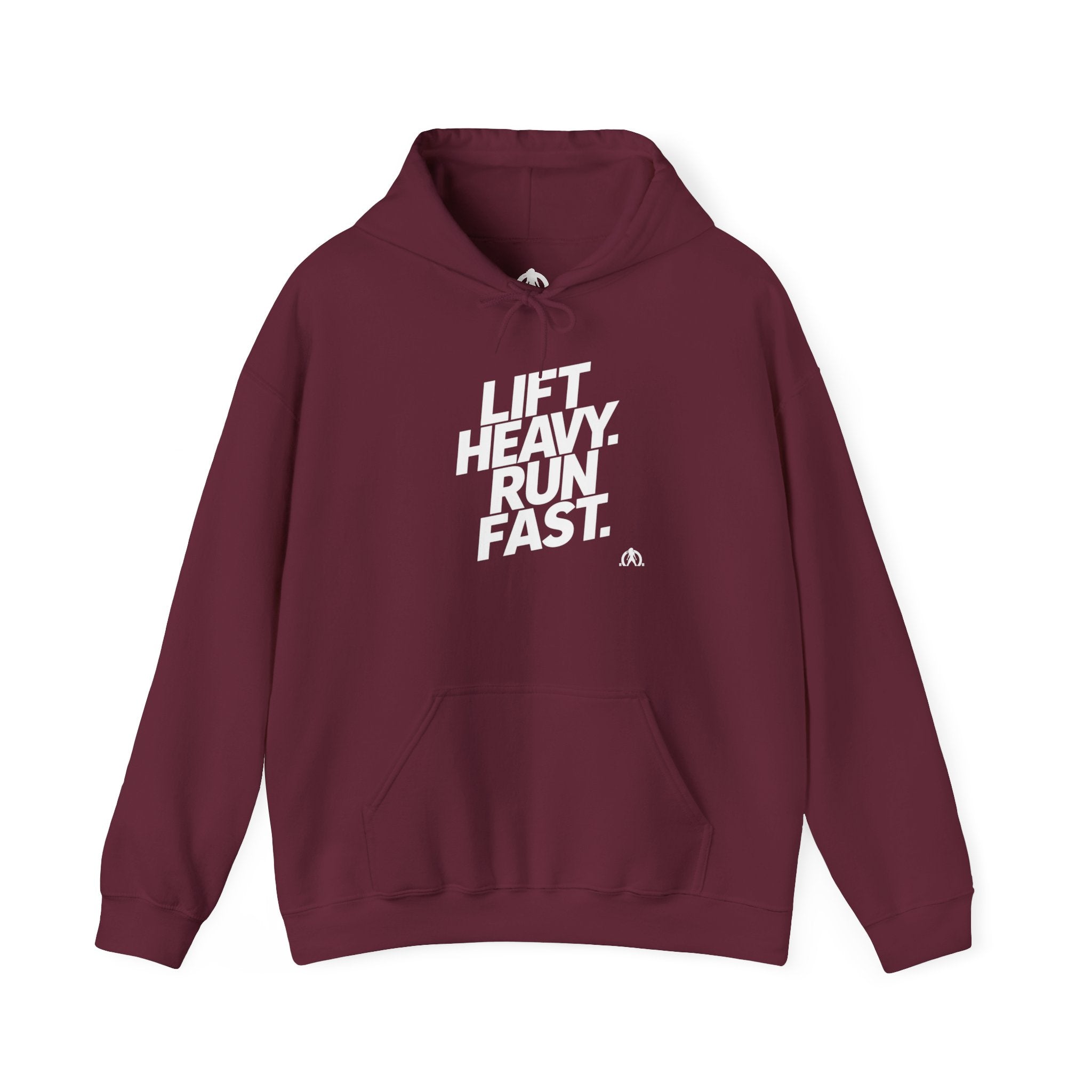 Lift Heavy Run Fast - Unisex Heavy Blend Hooded Sweatshirt - Front White Logo