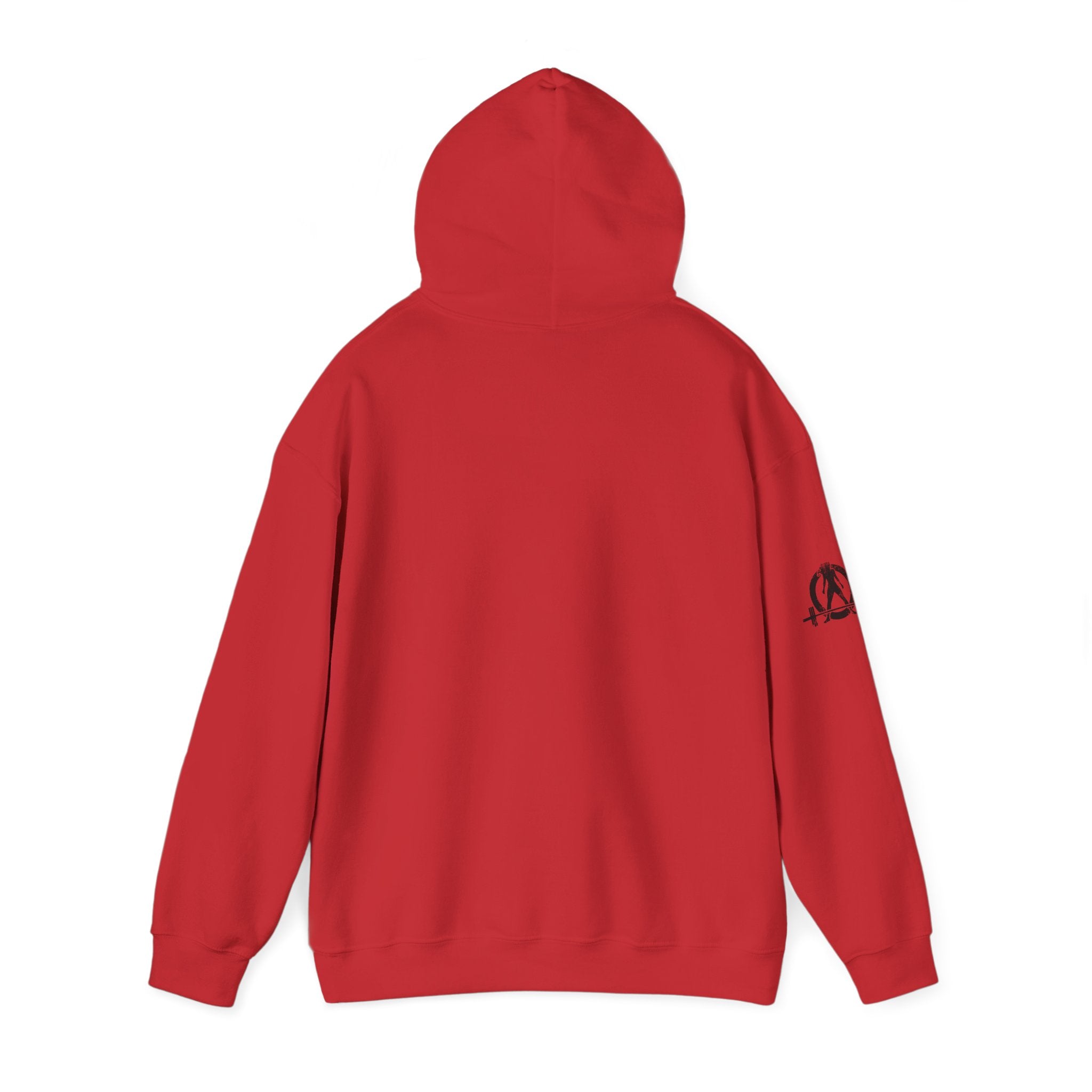 Lift Heavy Swing Fast - Unisex Heavy Blend Hooded Sweatshirt - Black Logo - Right Shoulder - Plain Back