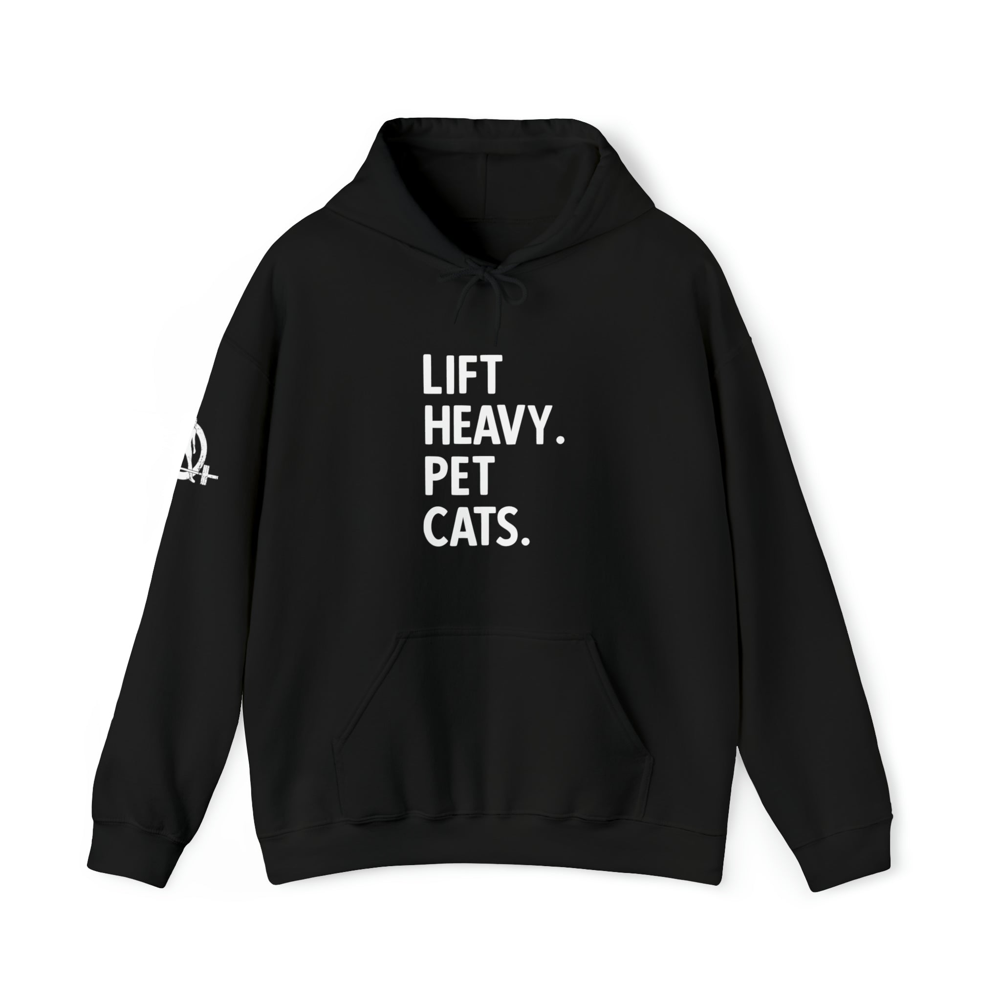 Lift Heavy Pet Cats - Unisex Heavy Blend Hooded Sweatshirt - White Front Logo