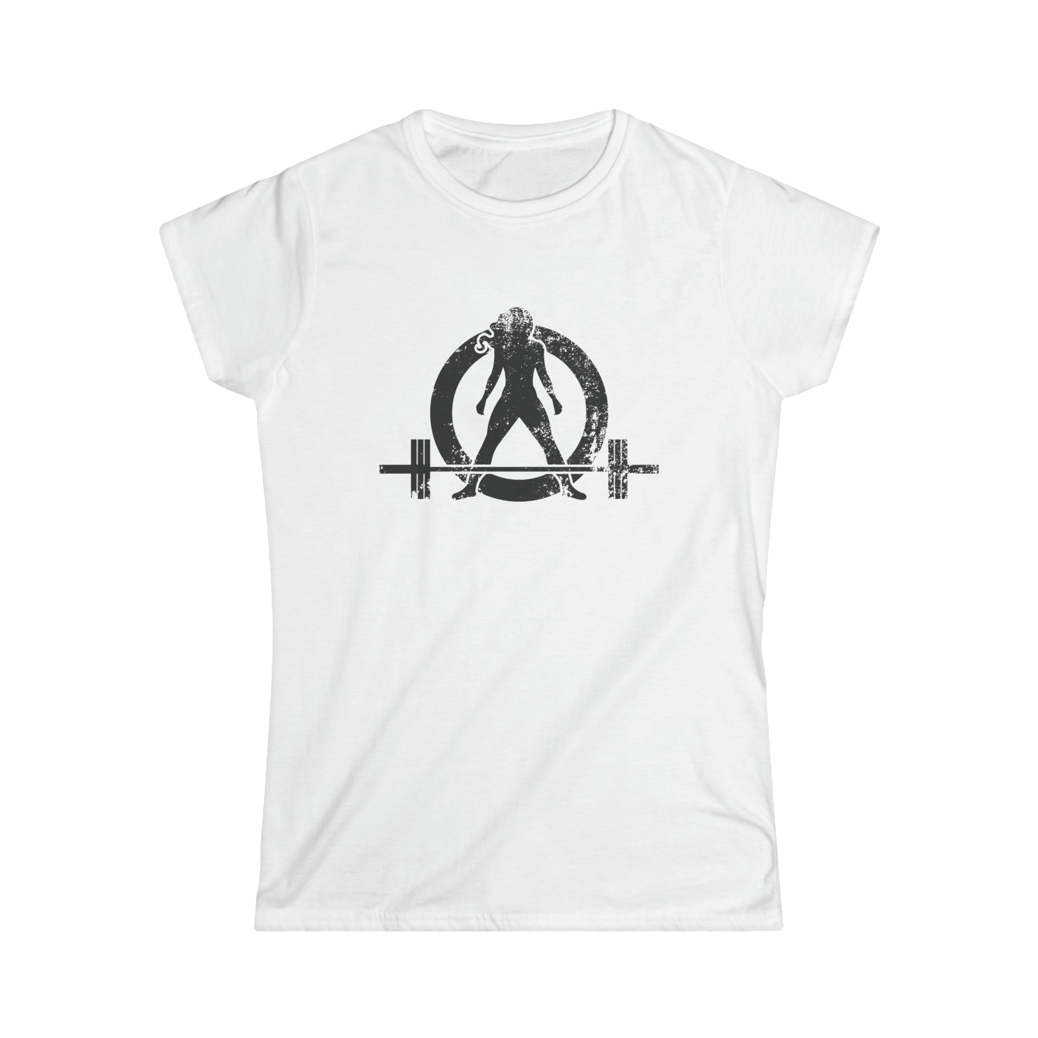 Women's Softstyle Tee - Distressed Black Logo - Plain Back