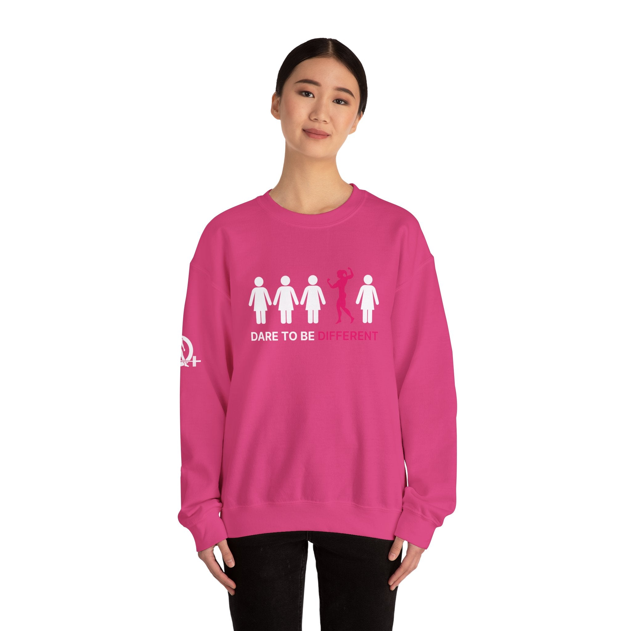 Dare To Be Different - Flex - Unisex Heavy Blend™ Crewneck Sweatshirt - Front  Logo Plain Back