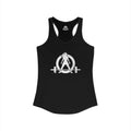 Cardio?  Lift Weights Faster - Distressed White Logo - Ideal Racerback Tank - Front & Back