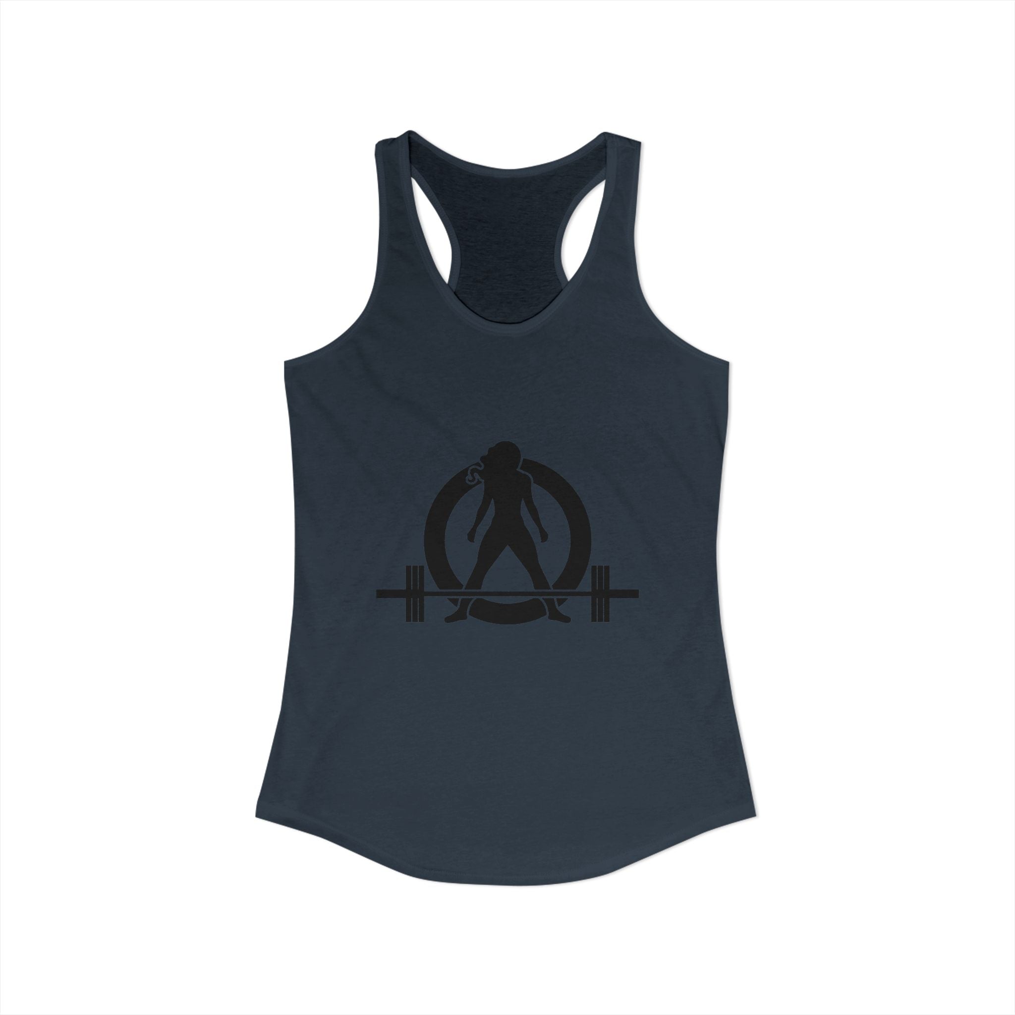 ALL I NEED IS Coffee and a barbell - Women's Ideal Racerback Tank - Dark Logo Front & Back