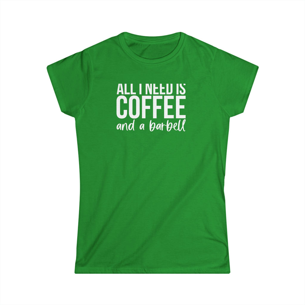 Coffee & A Barbell - Women's Softstyle Tee - Front Logo & Color Back