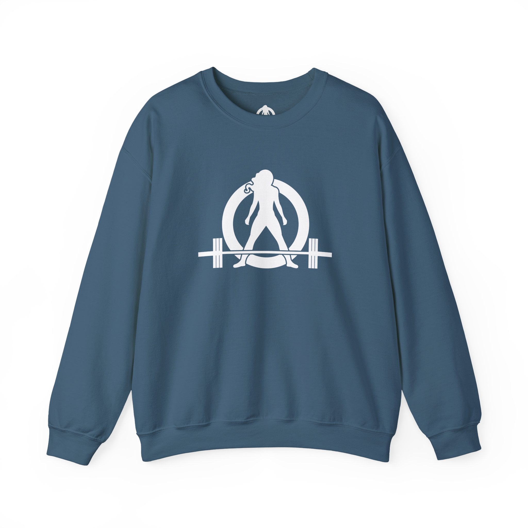 Lift Heavy Run Fast - Unisex Heavy Blend™ Crewneck Sweatshirt - White Logo Front & Back