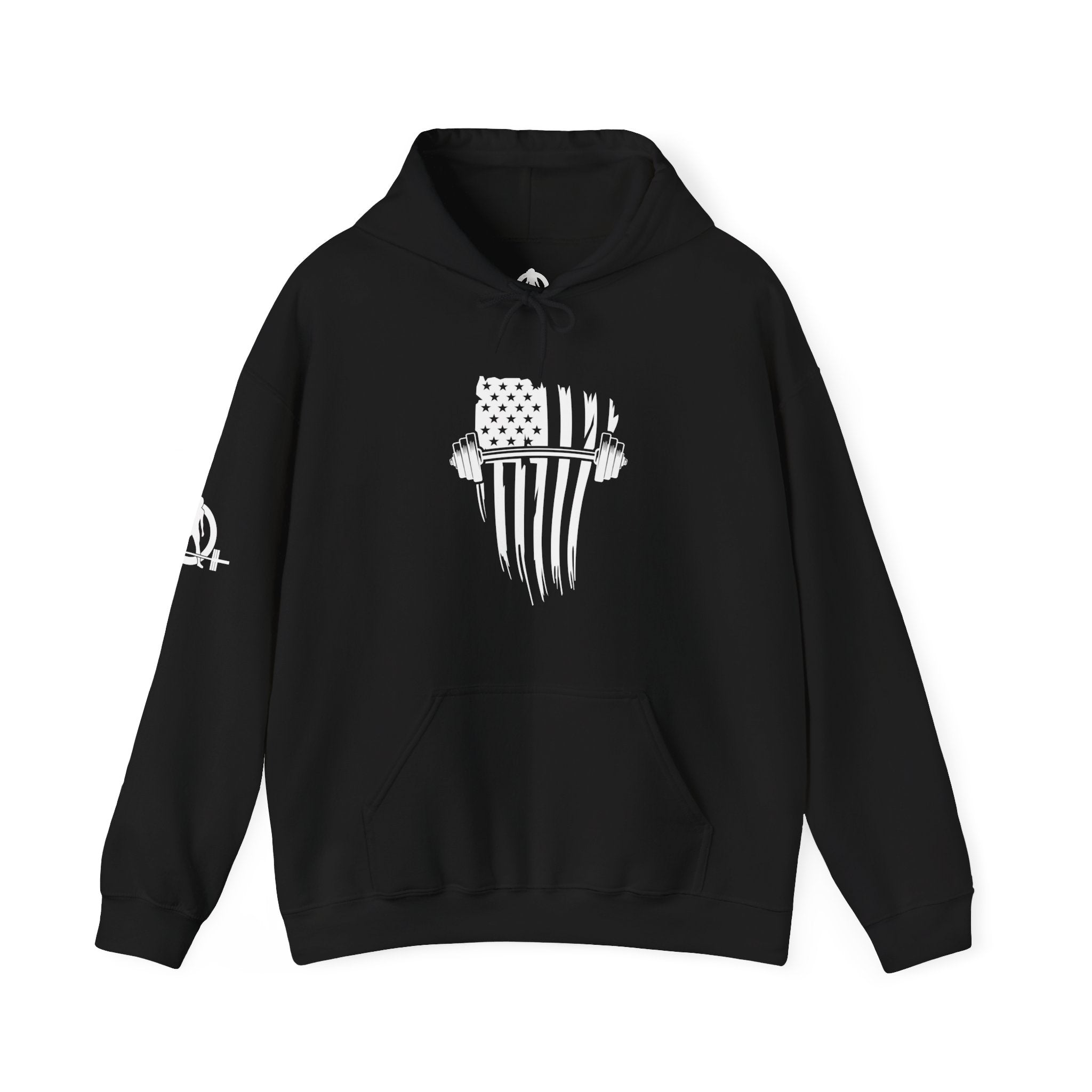 USA Barbell - Unisex Heavy Blend Hooded Sweatshirt  - Front White Logo