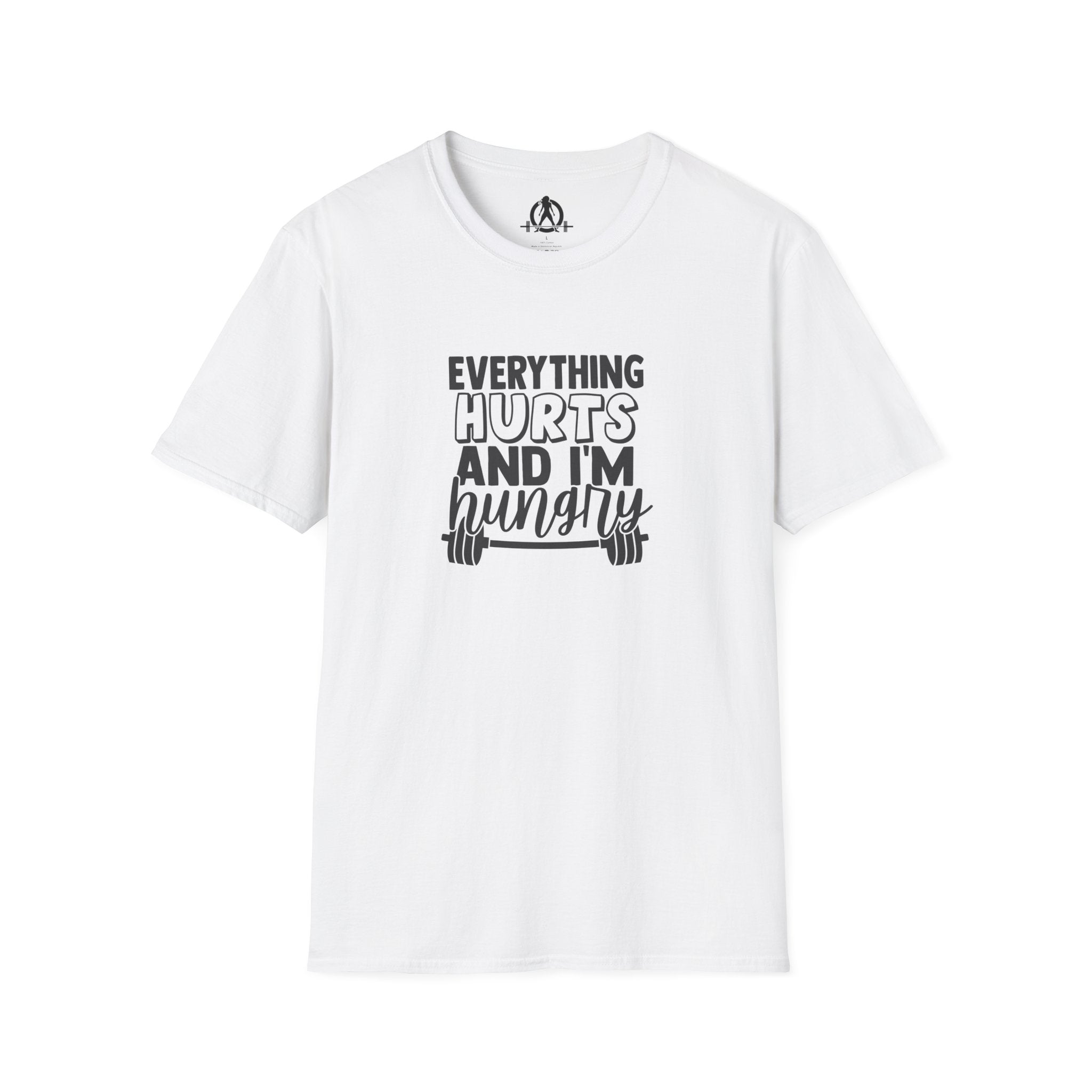 Everything Hurts & I'm Hungry - Unisex Softstyle T-Shirt - Black Print on Front Plain Back